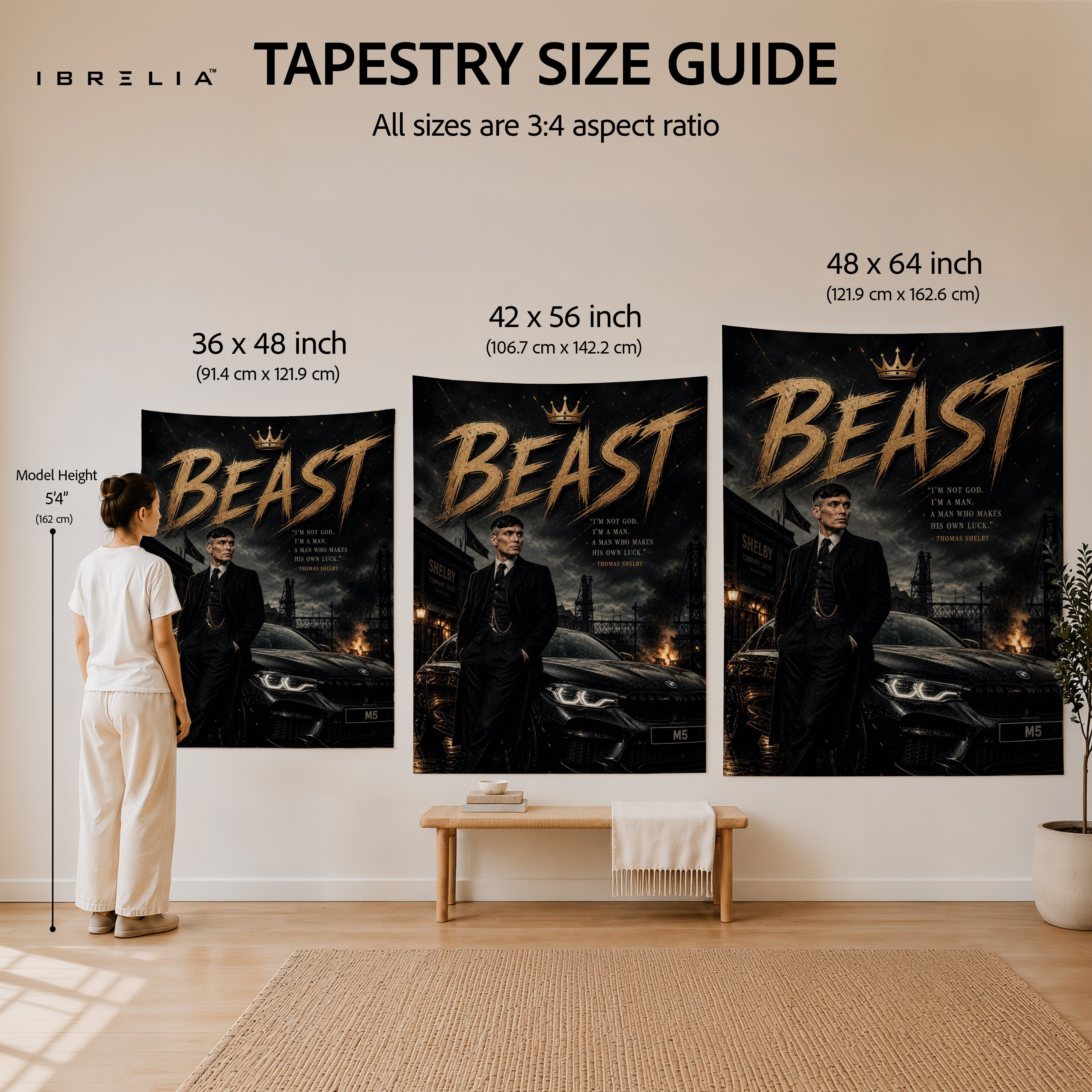 Thomas Shelby Beast Wall Tapestry | Premium Heavyweight Jute Fabric Wall Hanging