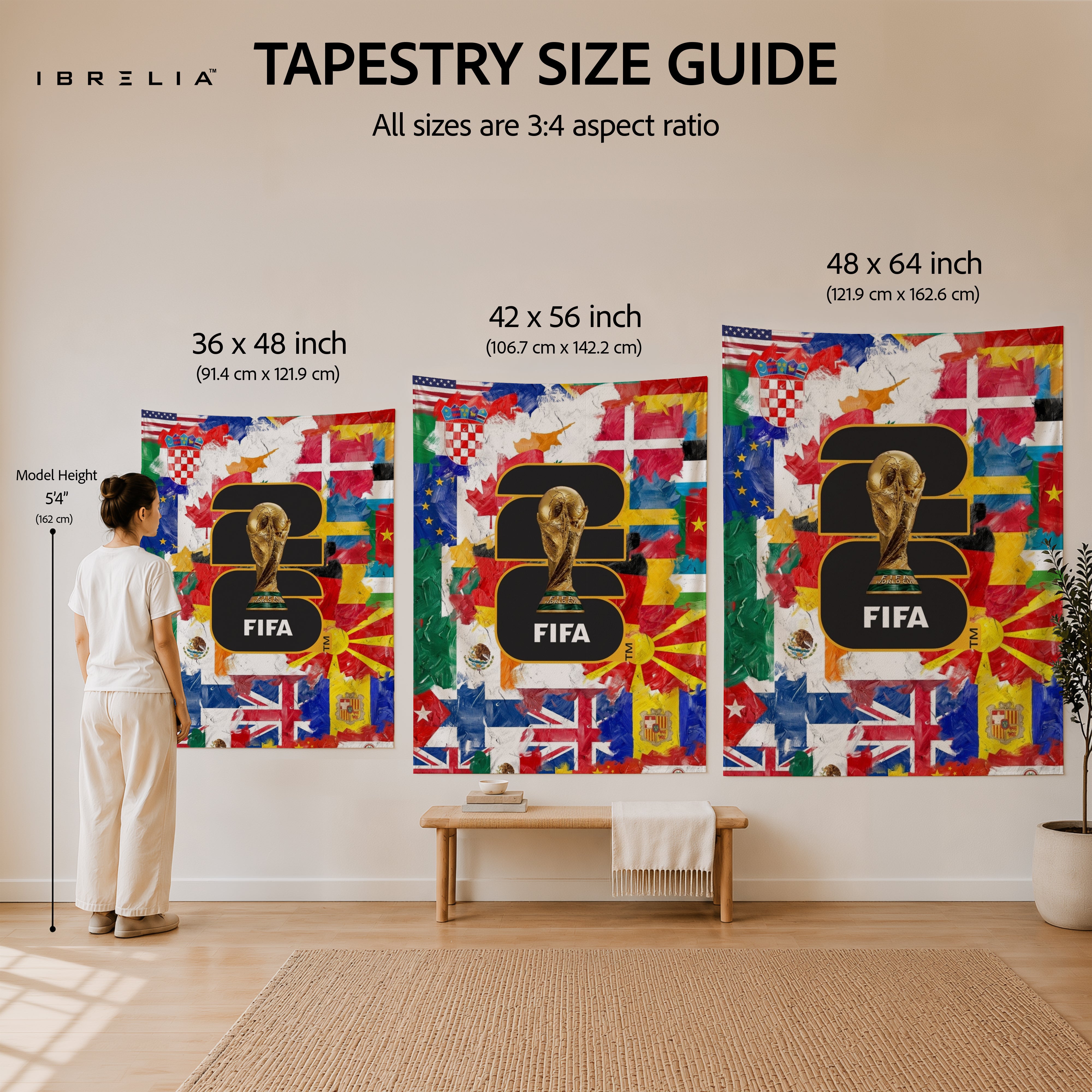 FIFA World Cup 2026 Global Flags Edition Wall Tapestry | Premium Heavyweight Jute Fabric Wall Hanging