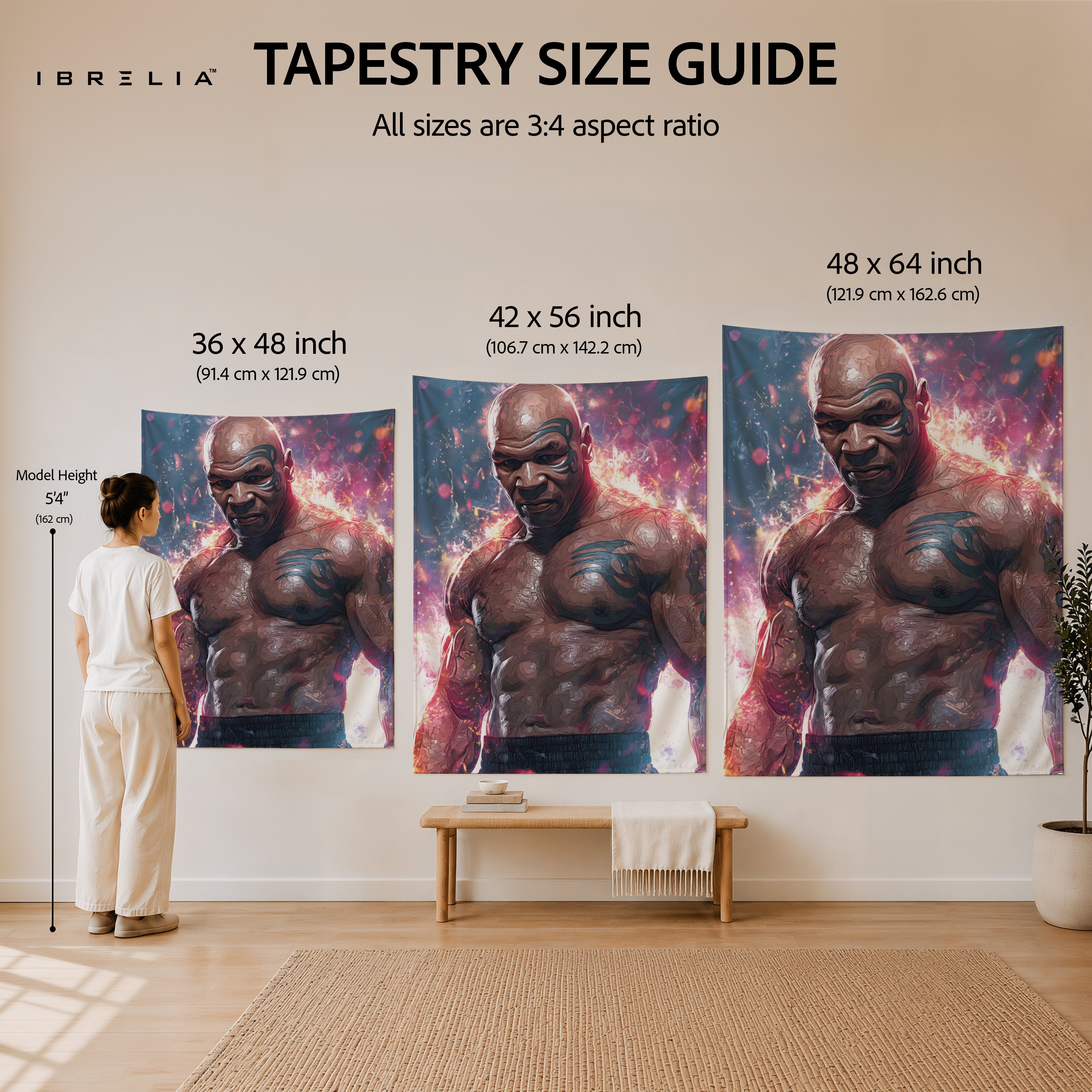 Mike Tyson Digital Art Wall Tapestry | Premium Heavyweight Jute Fabric Wall Hanging