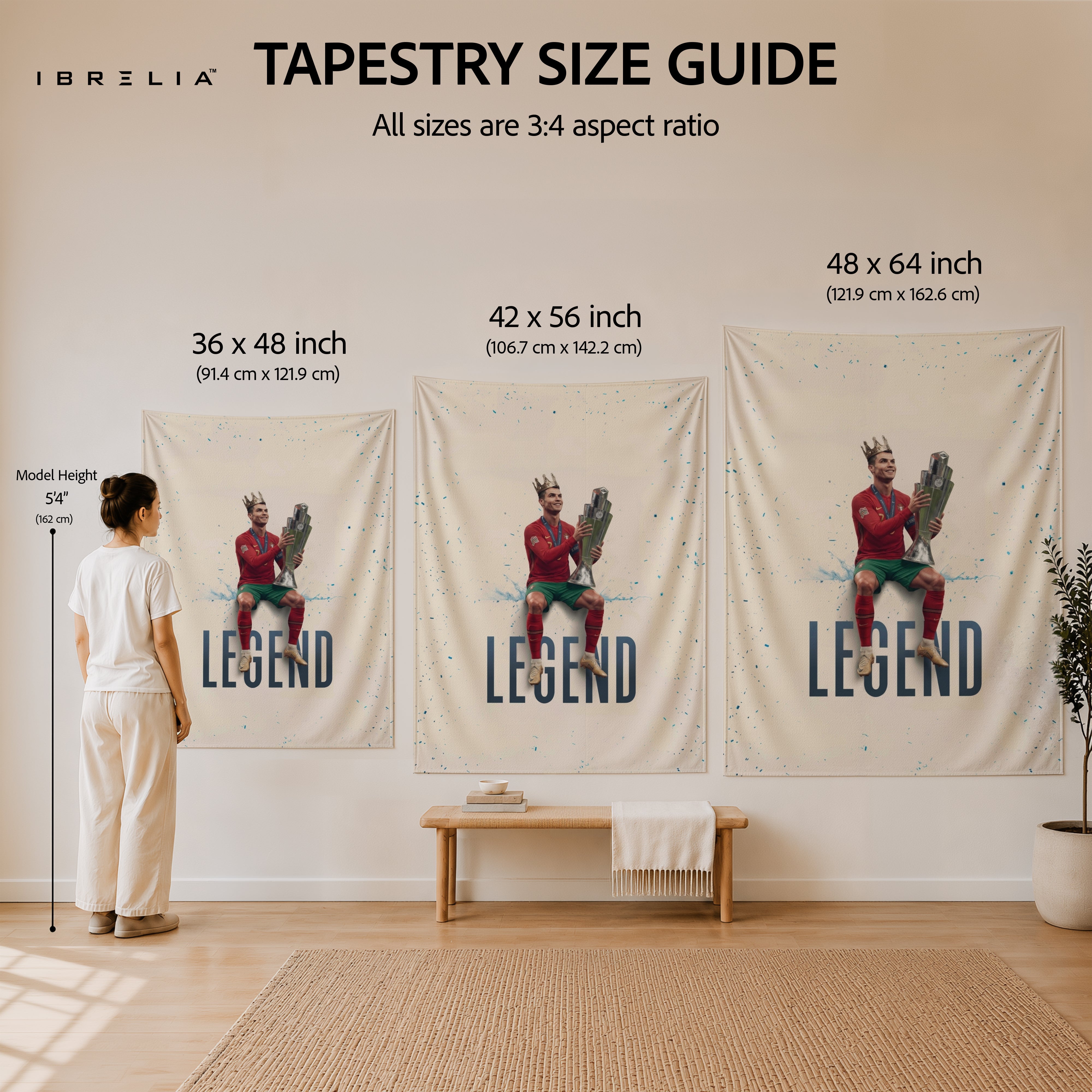 Cristiano Ronaldo Legend Trophy Wall Tapestry | Premium Heavyweight Jute Fabric Wall Hanging