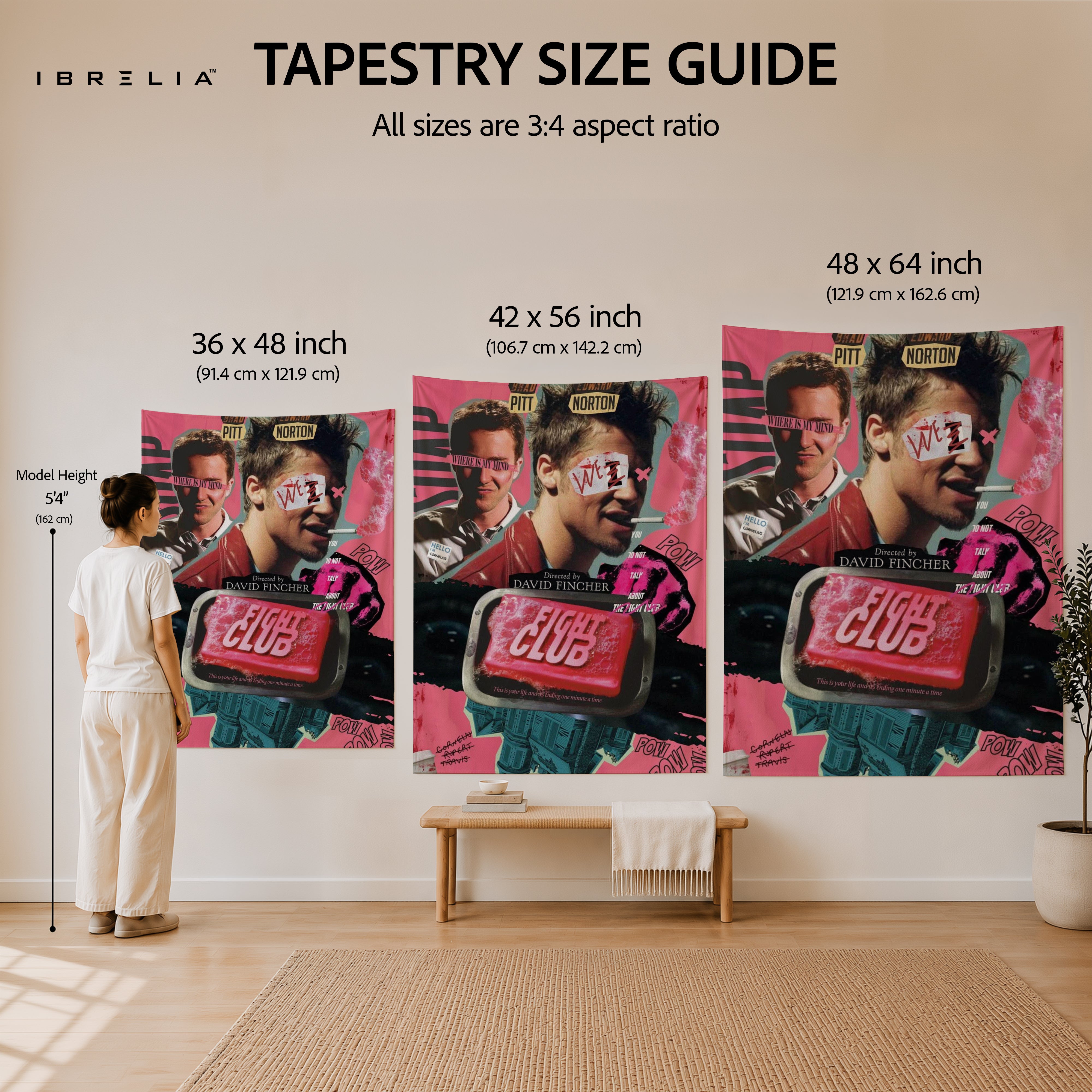 Fight Club Collage Wall Tapestry – Vintage Pink Cult Movie Wall Hanging