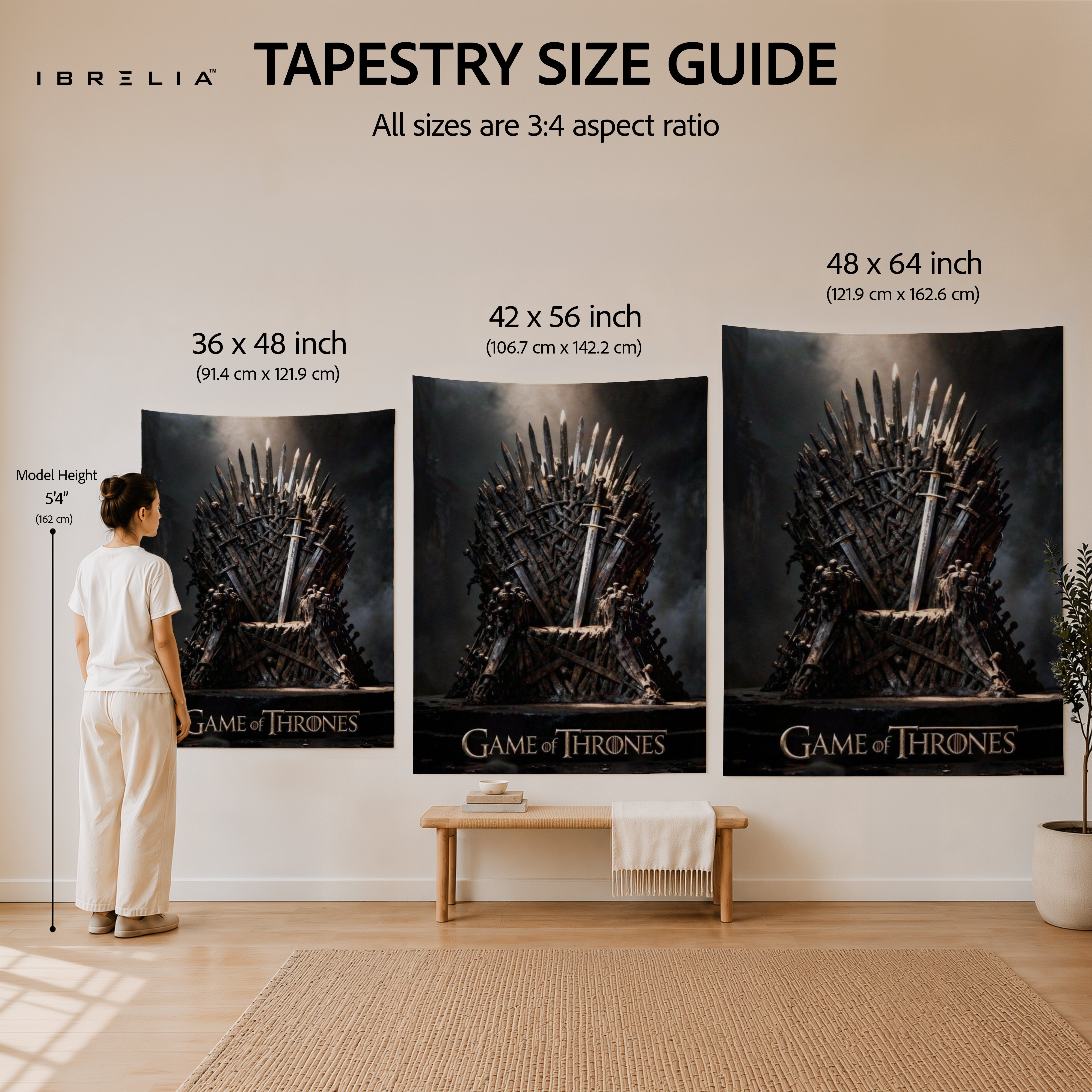 Iron Throne Game of Thrones Wall Tapestry | Premium Heavyweight Jute Fabric Wall Hanging