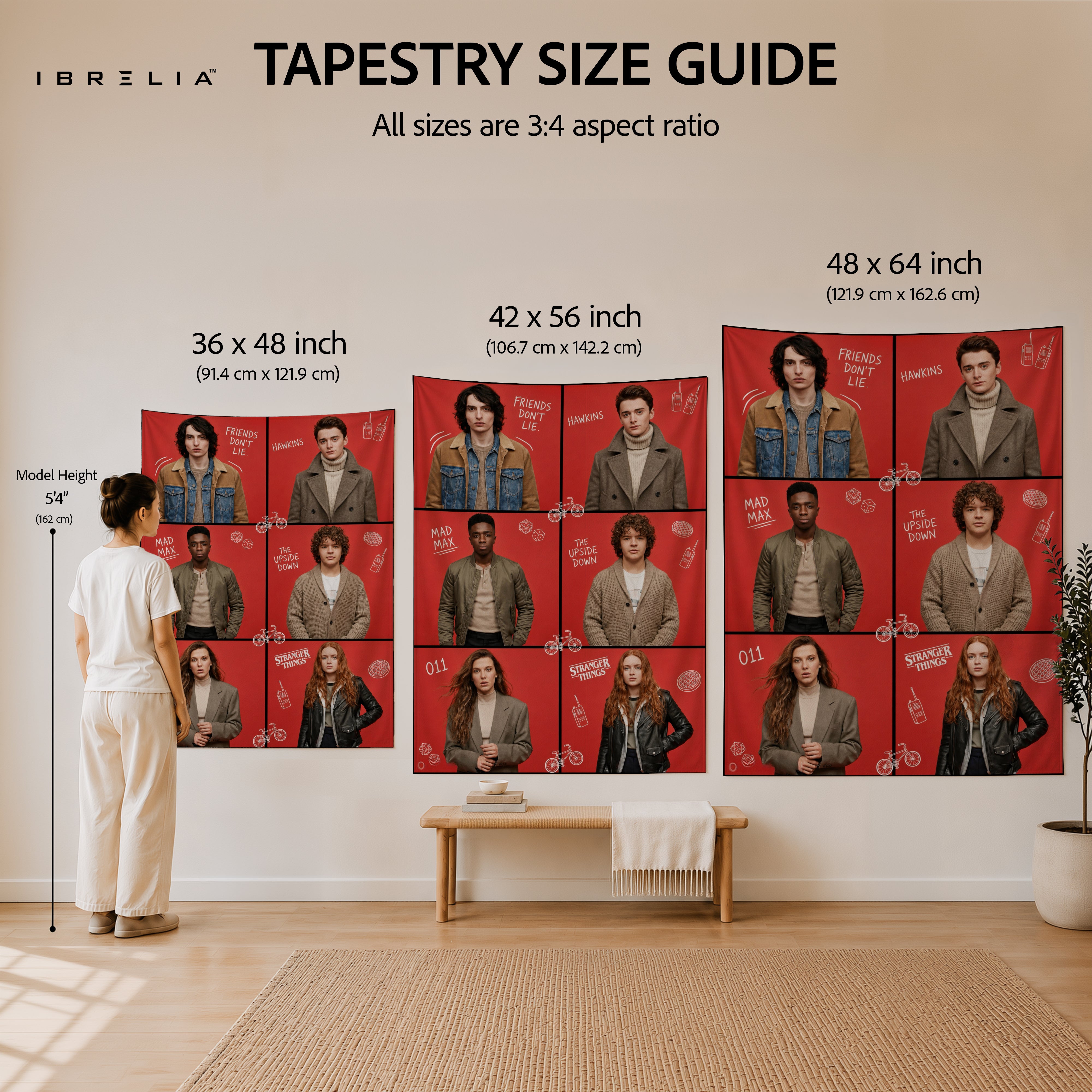 Stranger Things Character Collage Wall Tapestry – Hawkins Friends Wall Hanging