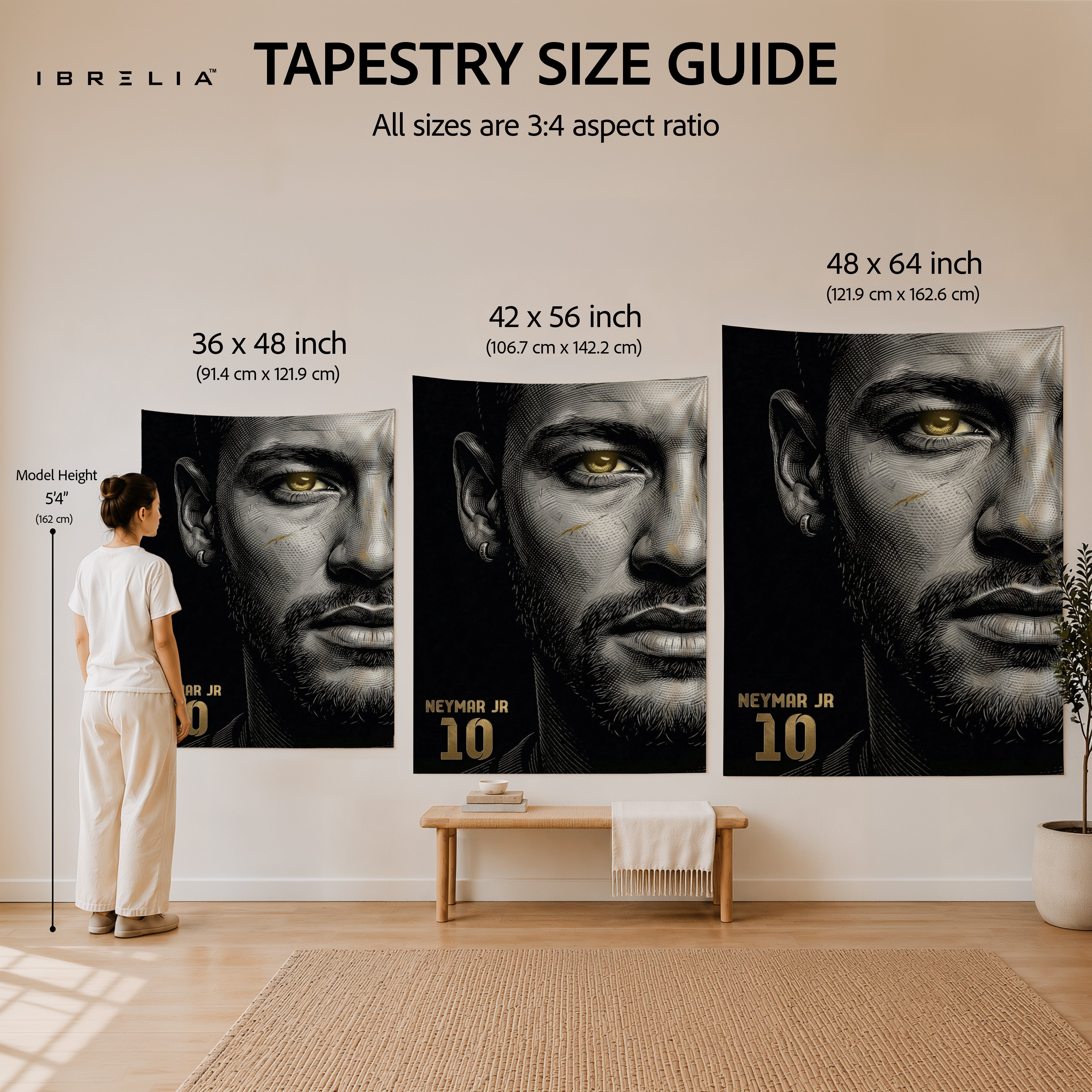 Neymar Jr Minimalist Portrait Wall Tapestry | Premium Heavyweight Jute Fabric Wall Hanging