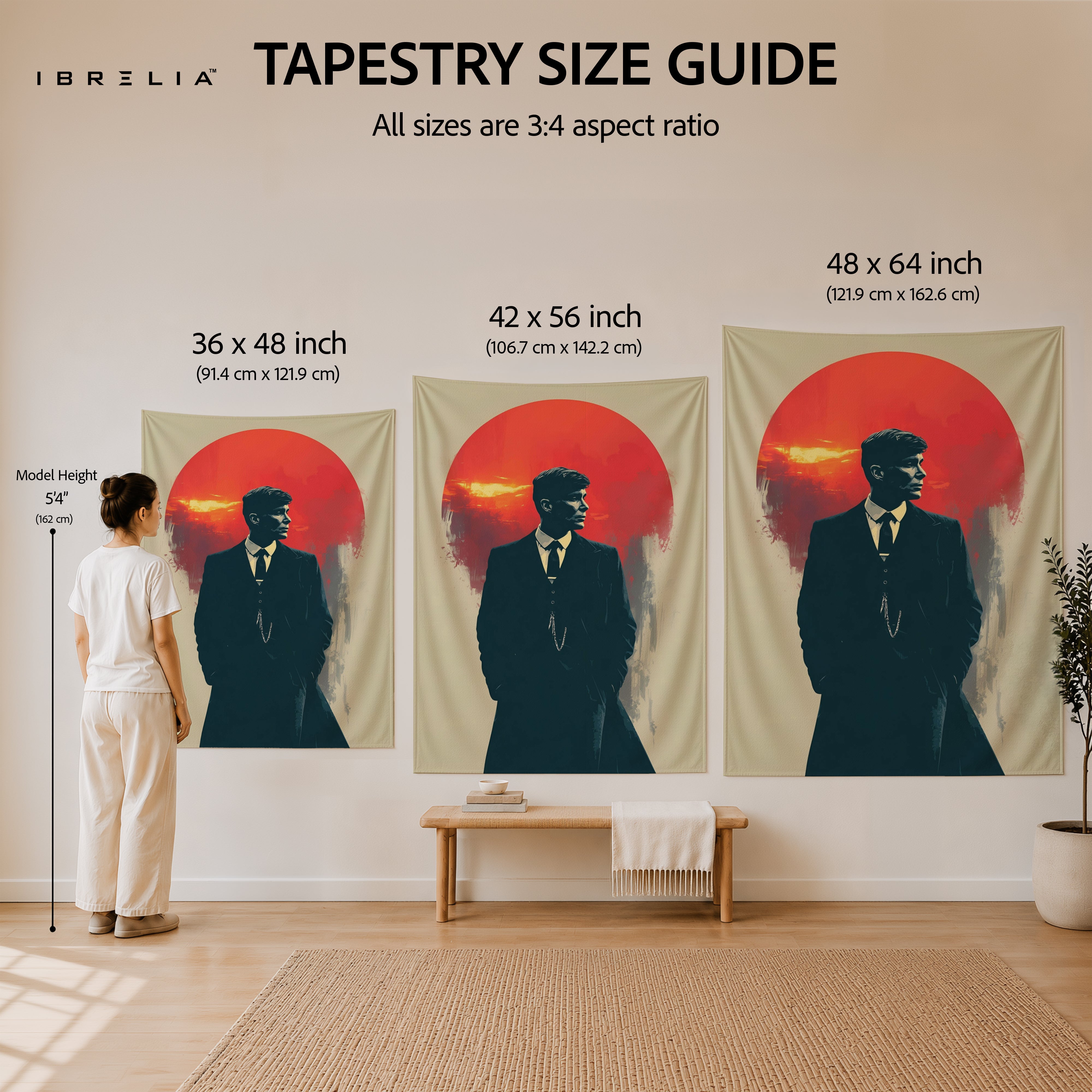 Thomas Shelby Red Sun Wall Tapestry | Premium Heavyweight Jute Fabric Wall Hanging
