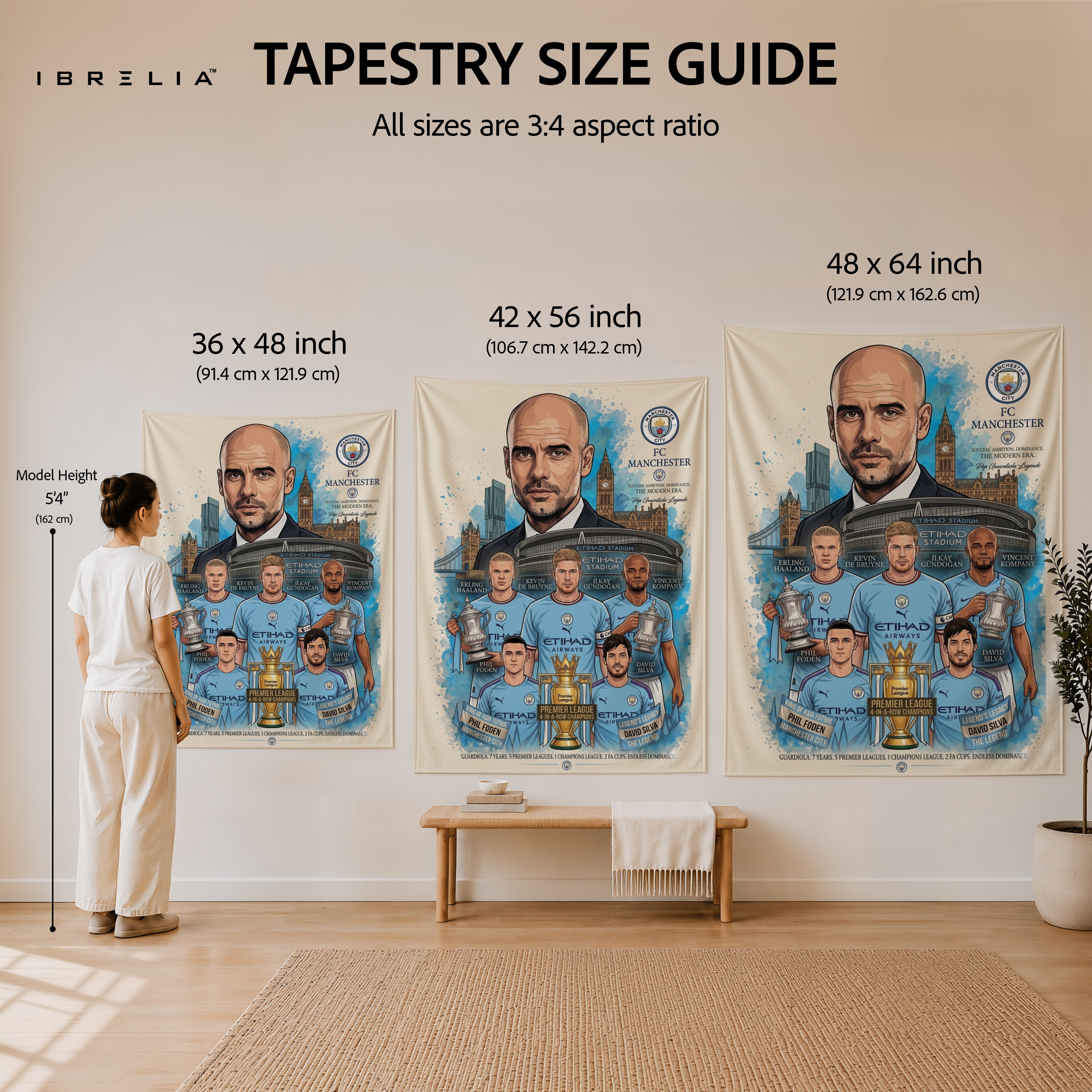 Pep Guardiola Manchester City Legend Wall Tapestry | Premium Heavyweight Jute Fabric Wall Hanging