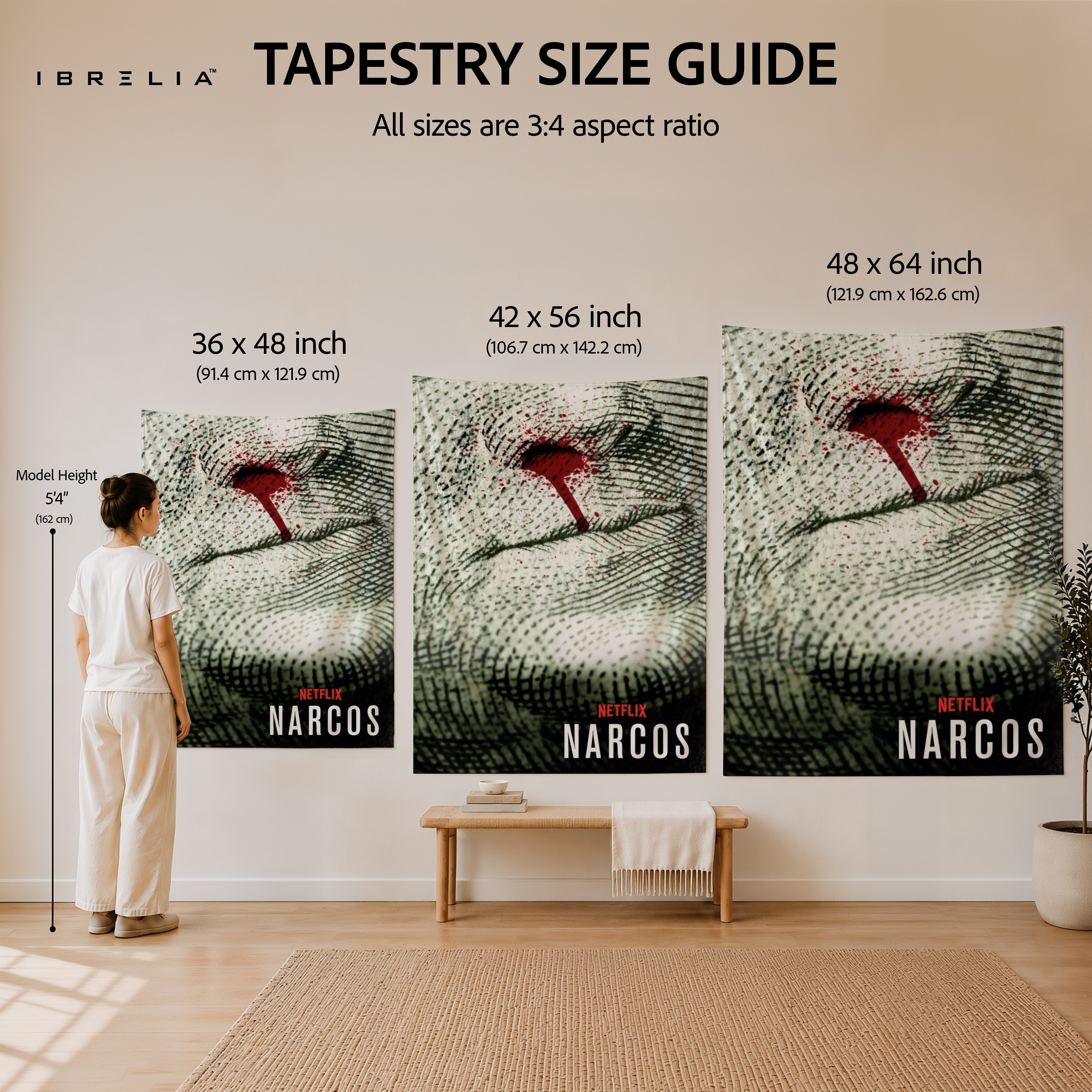 Narcos Bloody Dollar Wall Tapestry | Premium Heavyweight Jute Fabric Wall Hanging