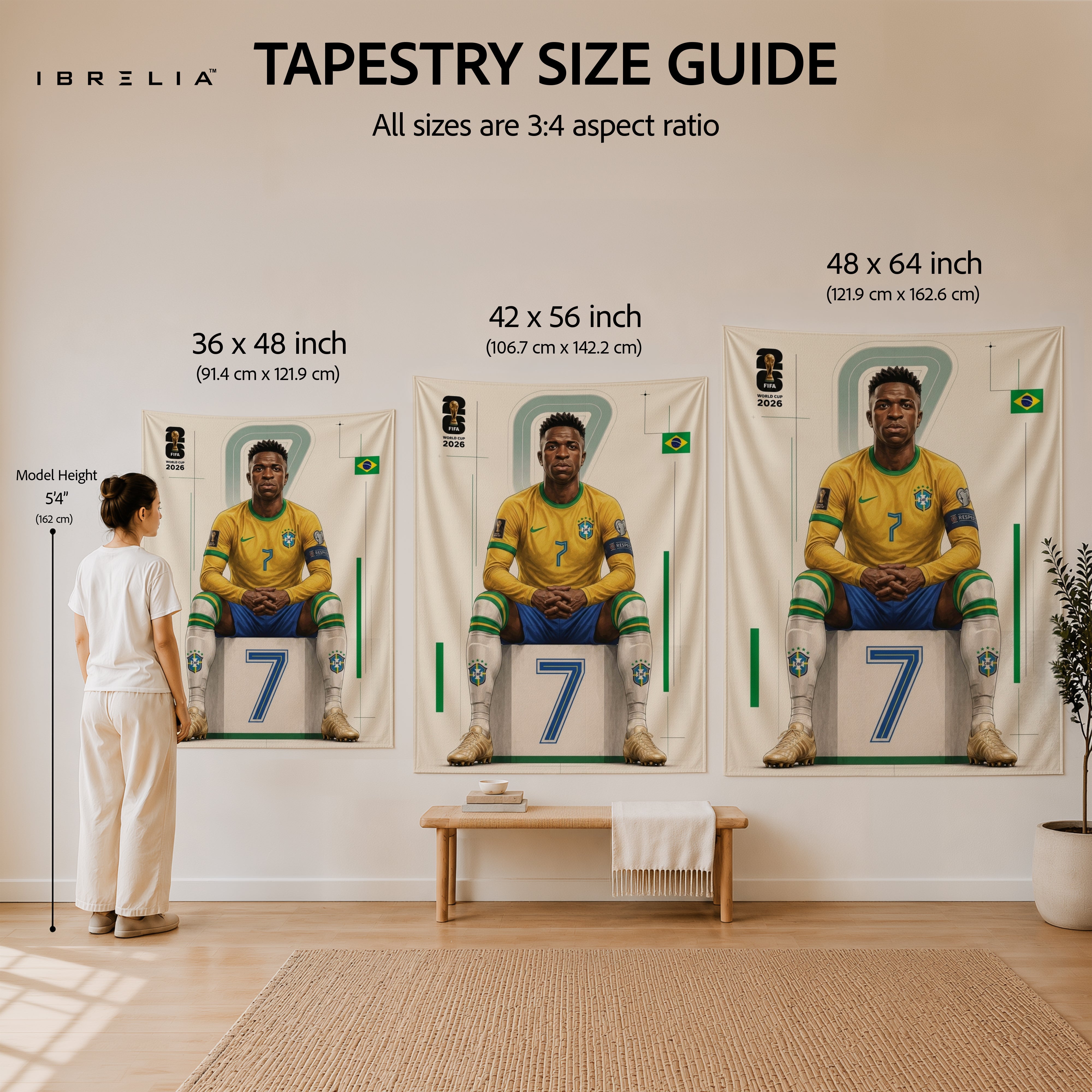 Vinícius Júnior Brazil 2026 Wall Tapestry | Premium Heavyweight Jute Fabric Wall Hanging