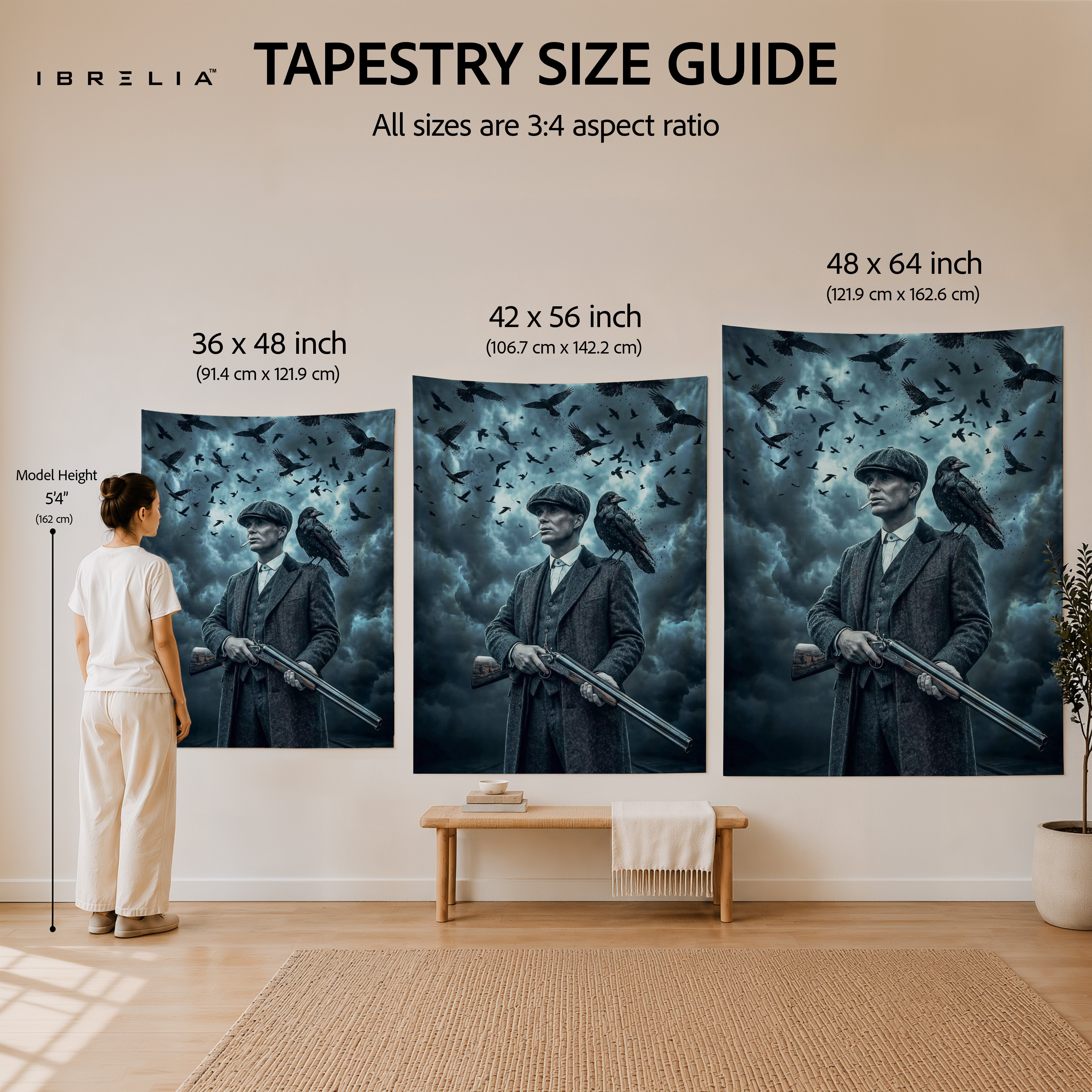 Thomas Shelby Raven Storm Wall Tapestry | Premium Heavyweight Jute Fabric Wall Hanging