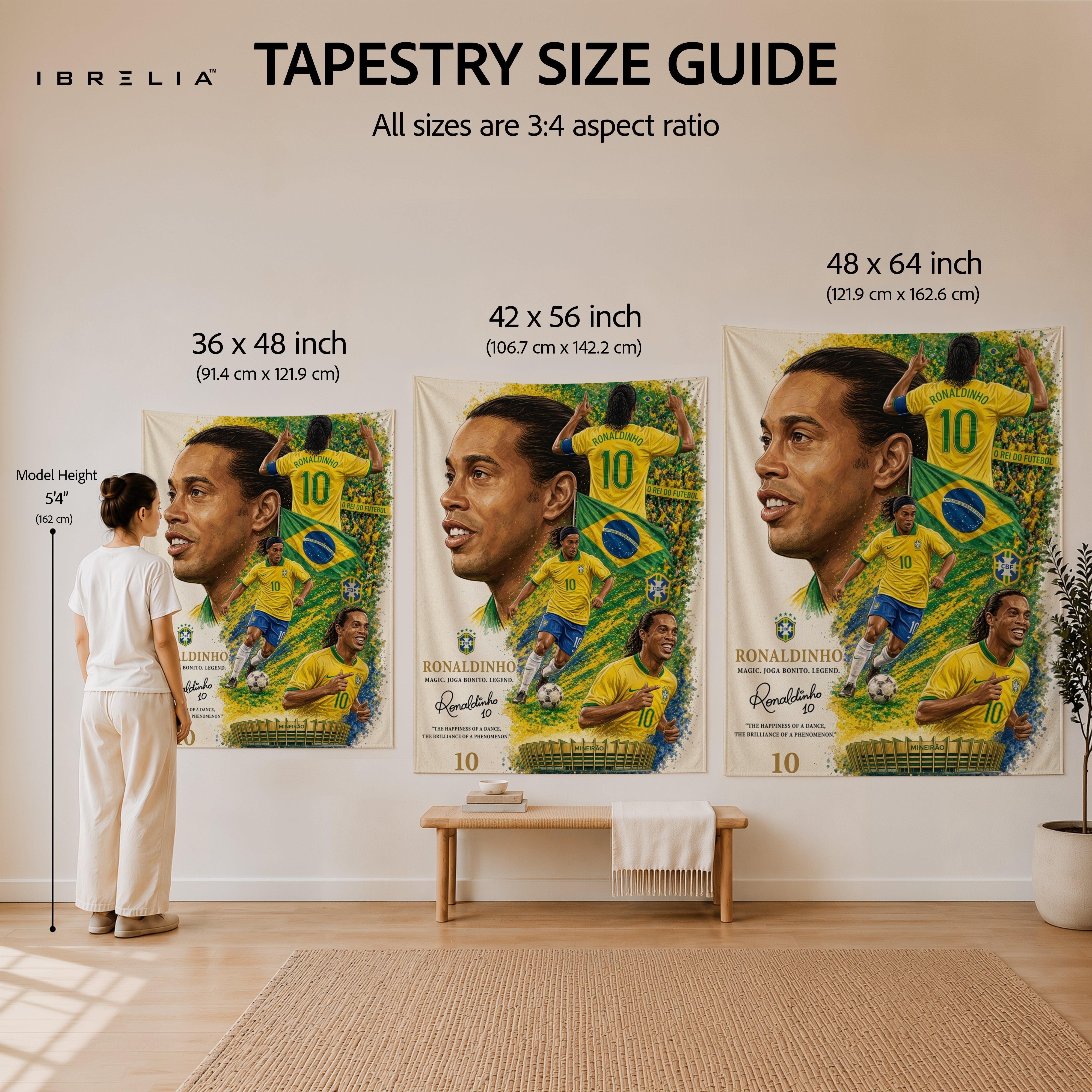 Ronaldinho Brazil Legend Wall Tapestry | Premium Heavyweight Jute Fabric Wall Hanging