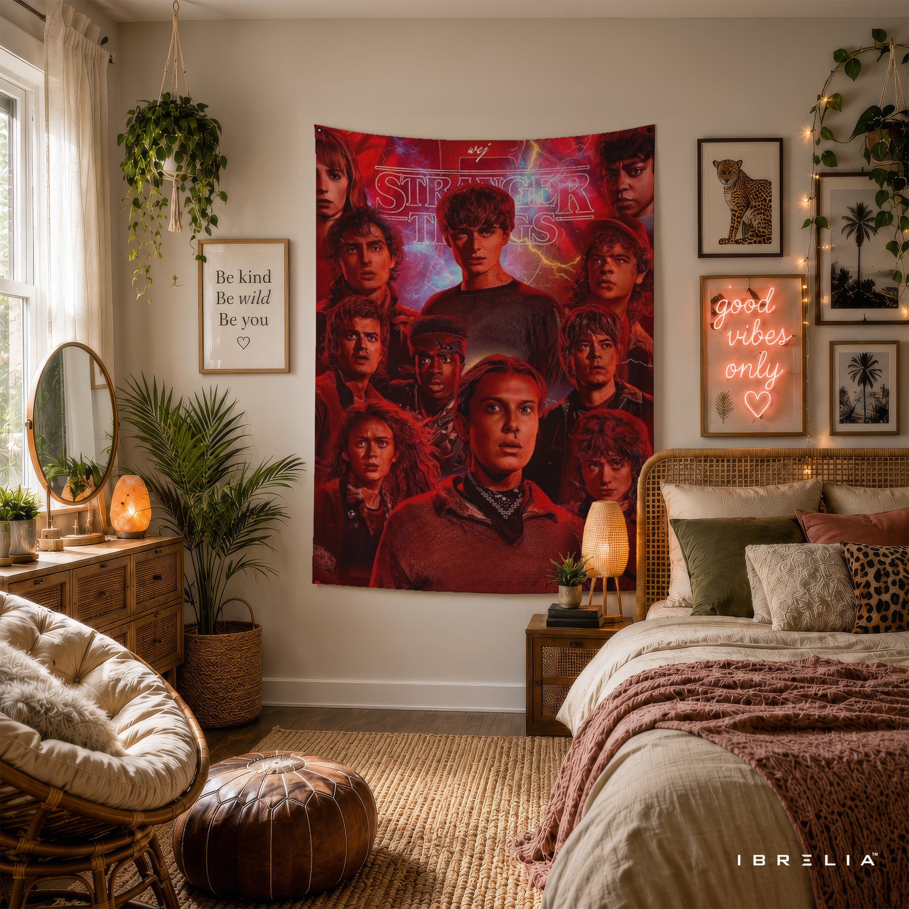 Stranger Things Character Collage Wall Tapestry – Retro Netflix Series Wall Hanging