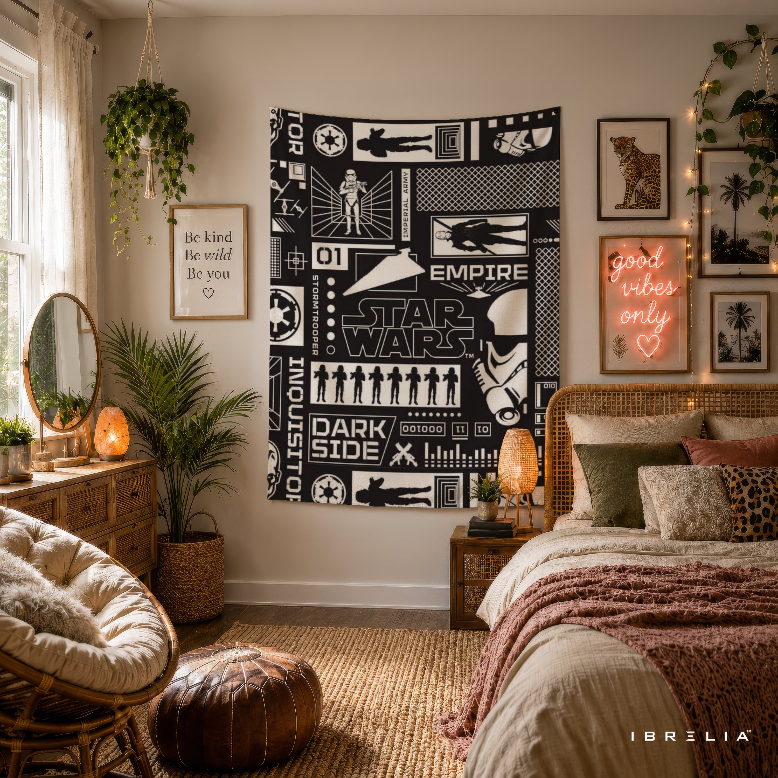 Star Wars Dark Side Typography Wall Tapestry – Empire Graphic Sci-Fi Wall Hanging