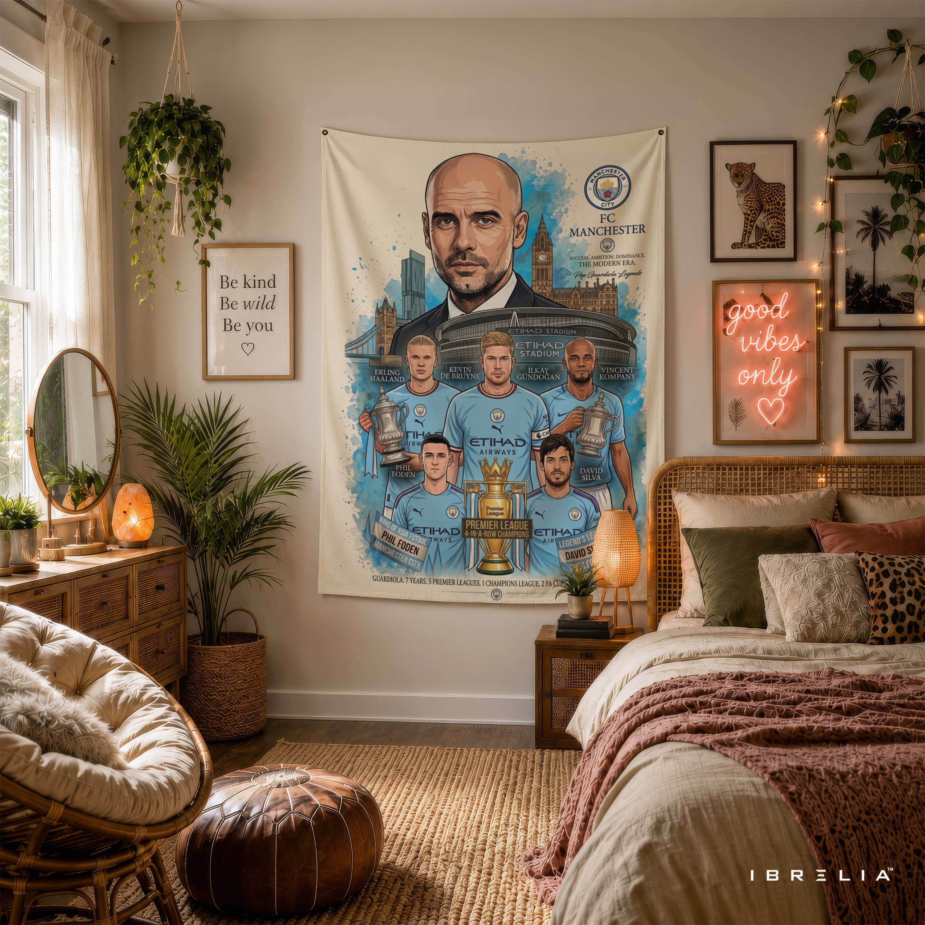 Pep Guardiola Manchester City Legend Wall Tapestry | Premium Heavyweight Jute Fabric Wall Hanging