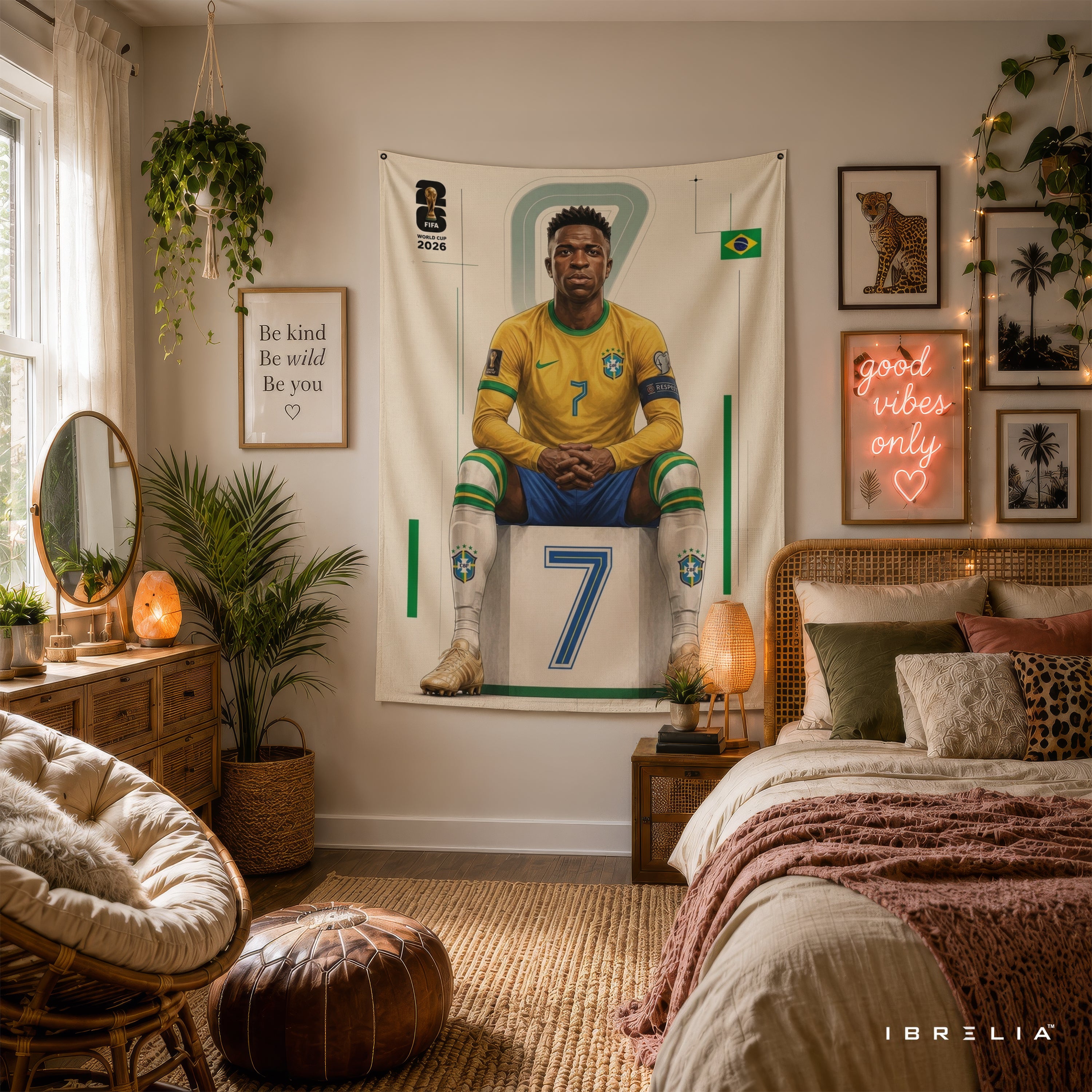 Vinícius Júnior Brazil 2026 Wall Tapestry | Premium Heavyweight Jute Fabric Wall Hanging