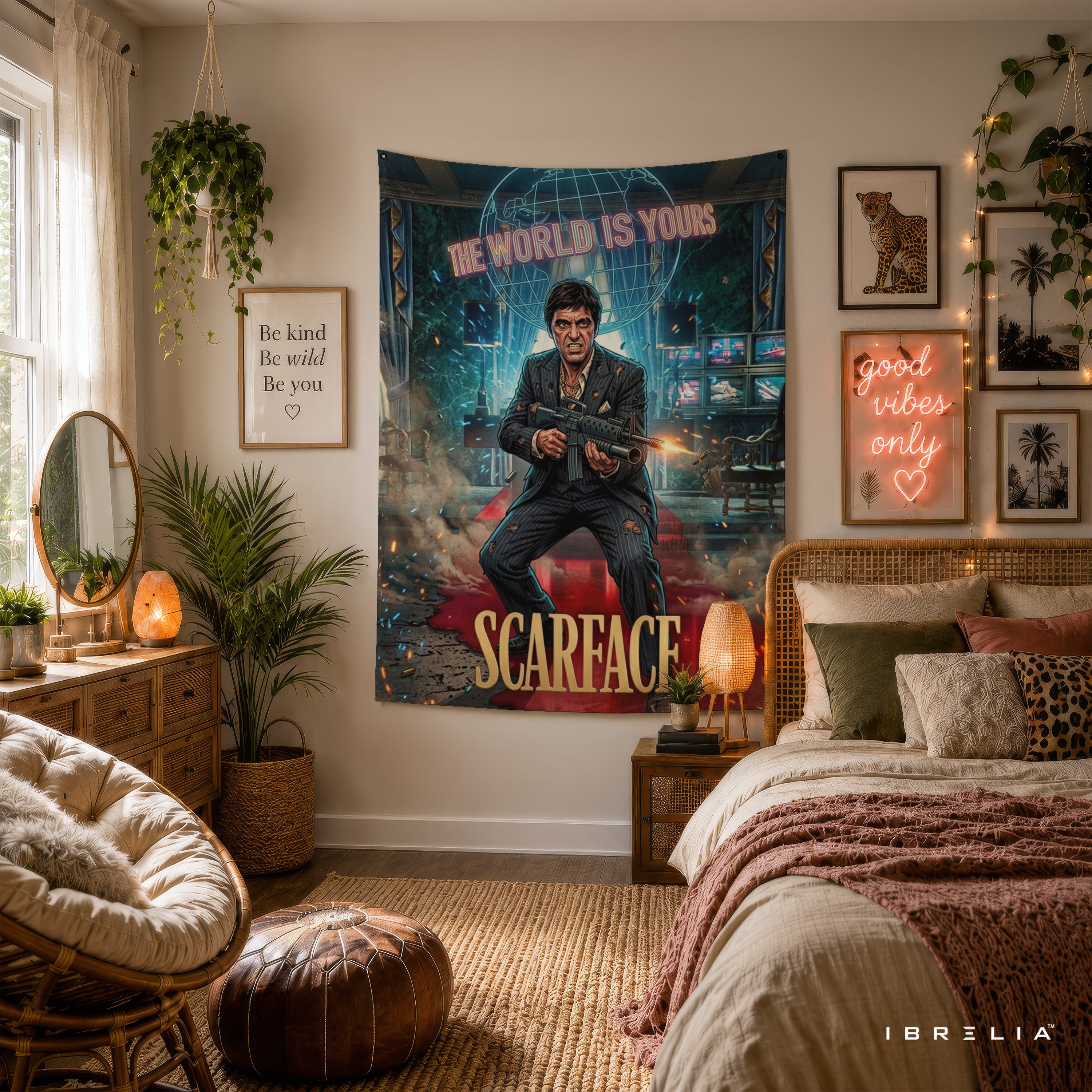 Scarface Tony Montana The World Is Yours Wall Tapestry – Premium Movie Wall Hanging & Home Decor in Pakistan