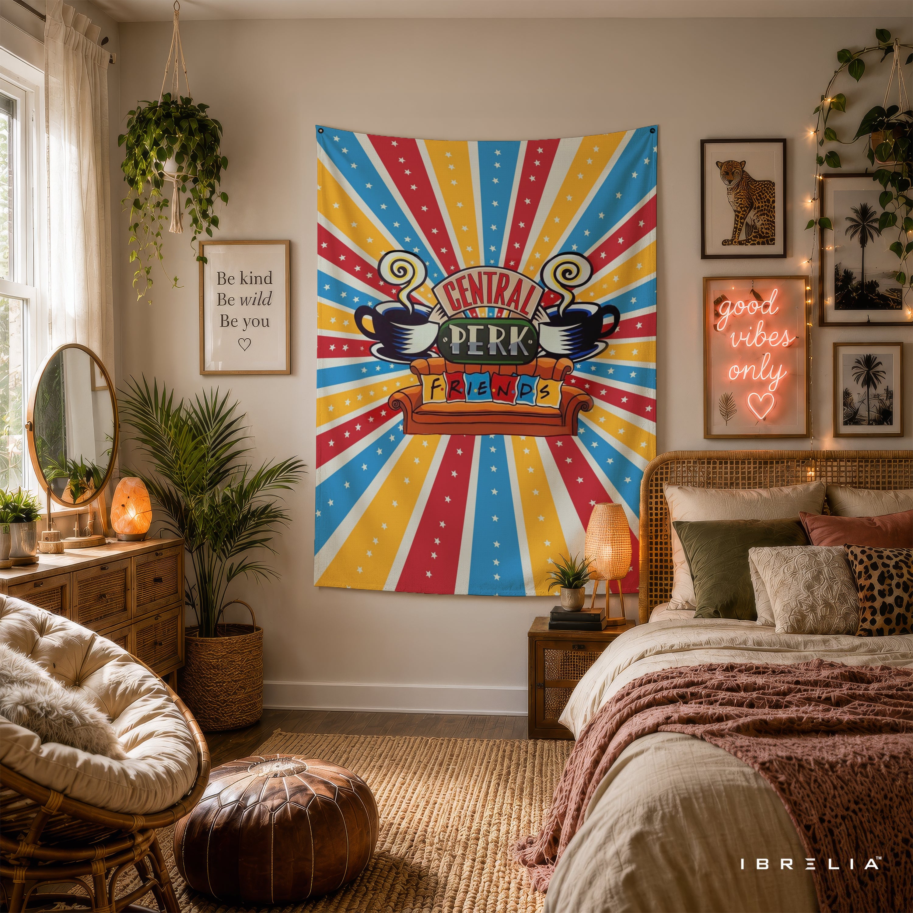 Central Perk Friends Wall Tapestry – Colorful Retro Coffee House Wall Hanging