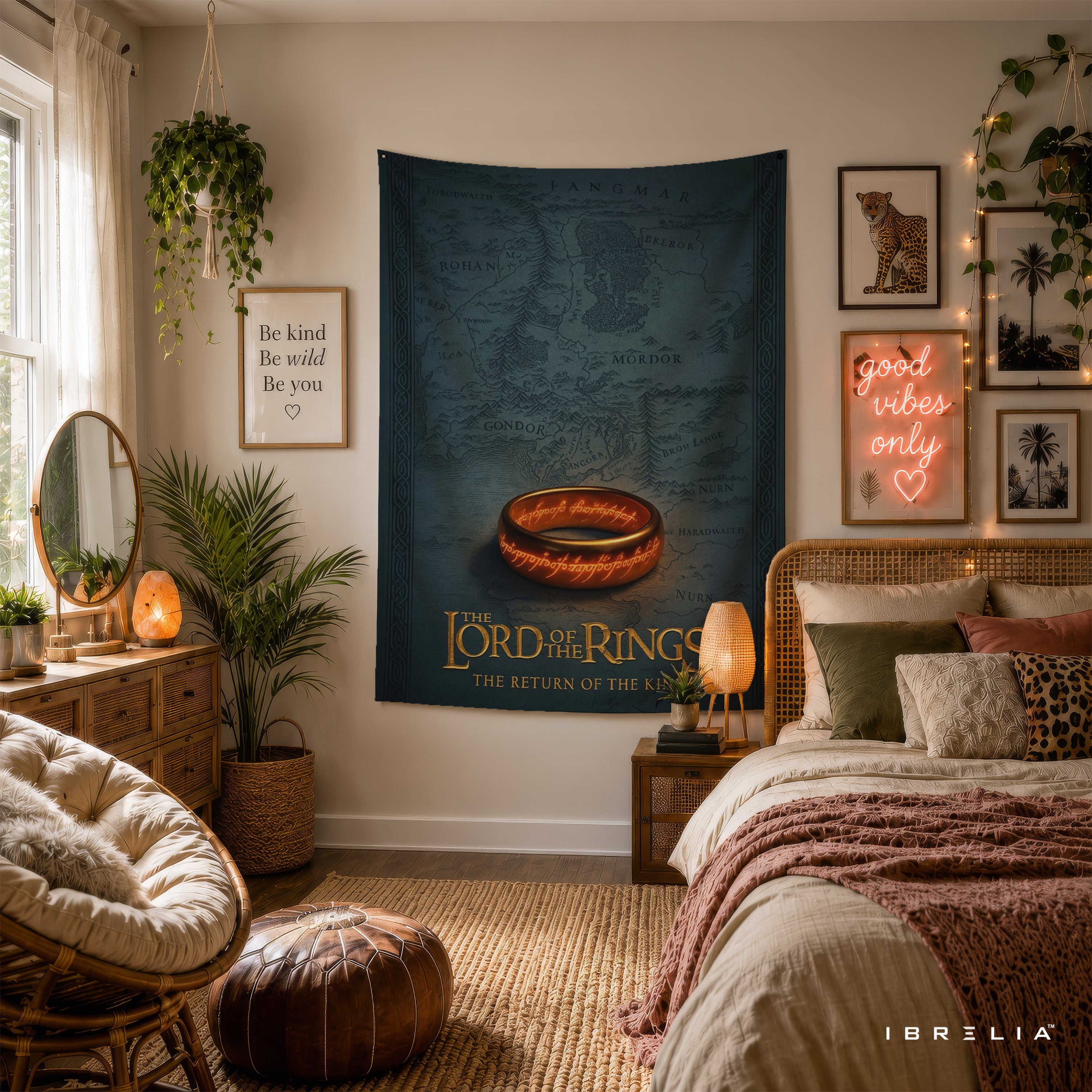 The Lord of the Rings Middle-earth Map Wall Tapestry – One Ring Fantasy Wall Hanging