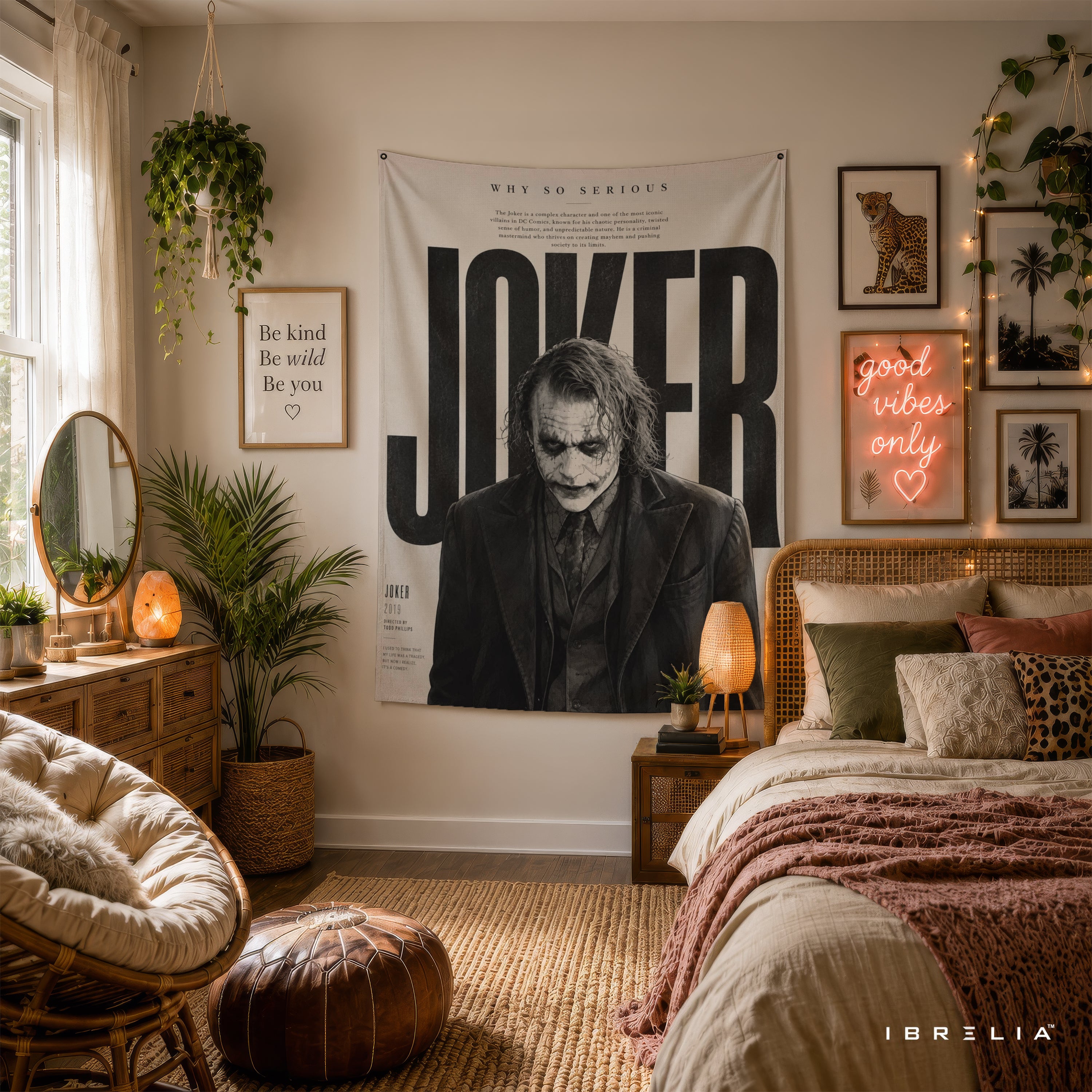 Joker Vintage Typography Wall Tapestry – Premium Supervillain Movie Wall Hanging & Home Decor in Pakistan