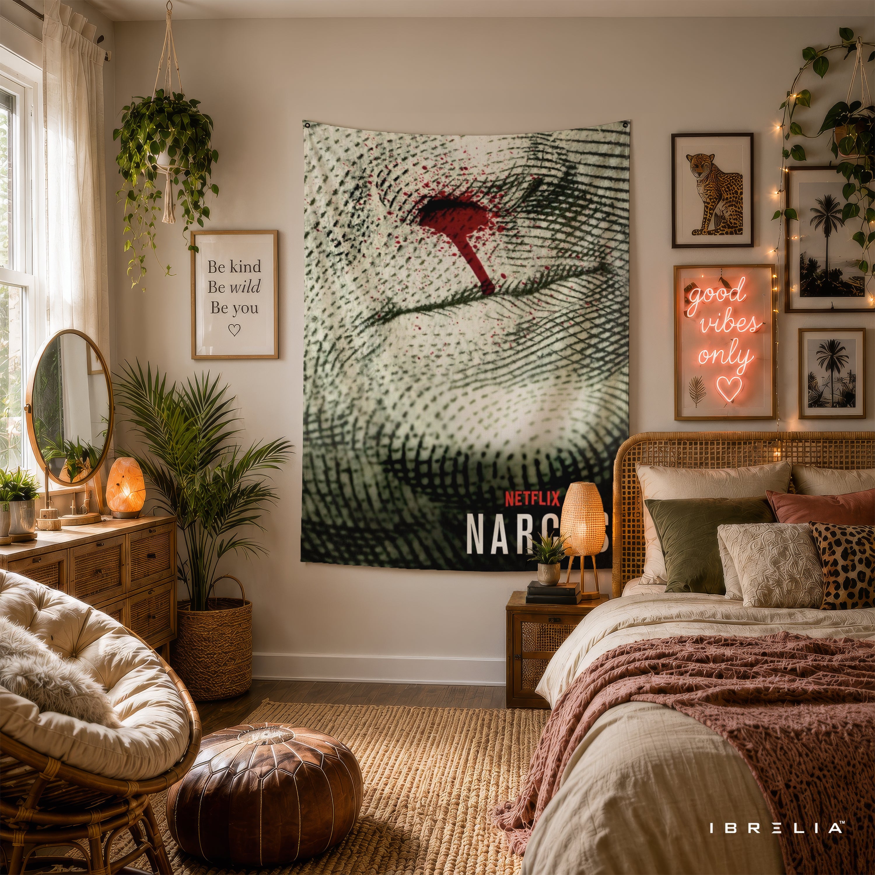 Narcos Bloody Dollar Wall Tapestry | Premium Heavyweight Jute Fabric Wall Hanging