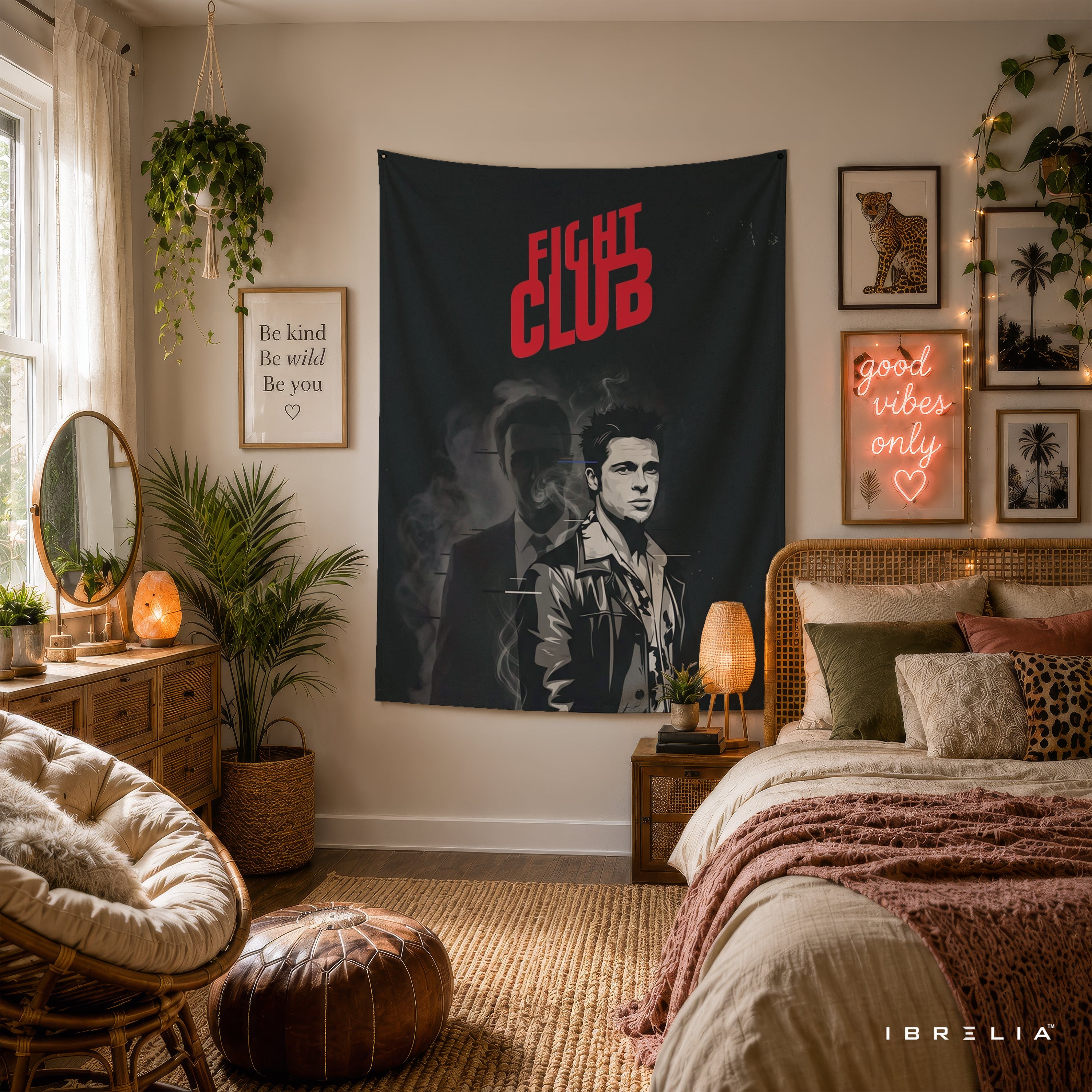 Fight Club Minimalist Black Wall Tapestry – Cult Classic Movie Inspired Wall Hanging
