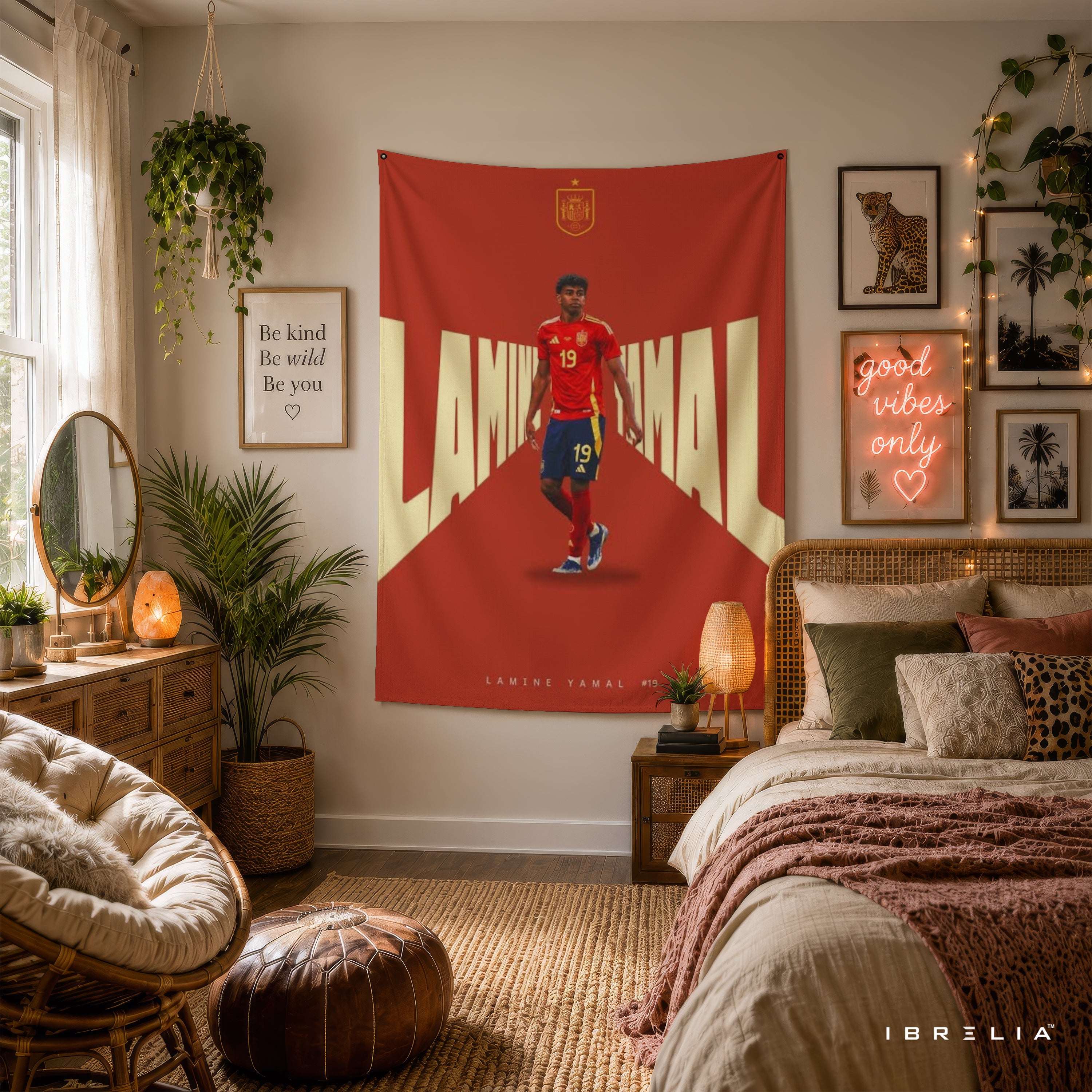 Lamine Yamal Spain Minimalist Typography Wall Tapestry | Premium Heavyweight Jute Fabric Wall Hanging