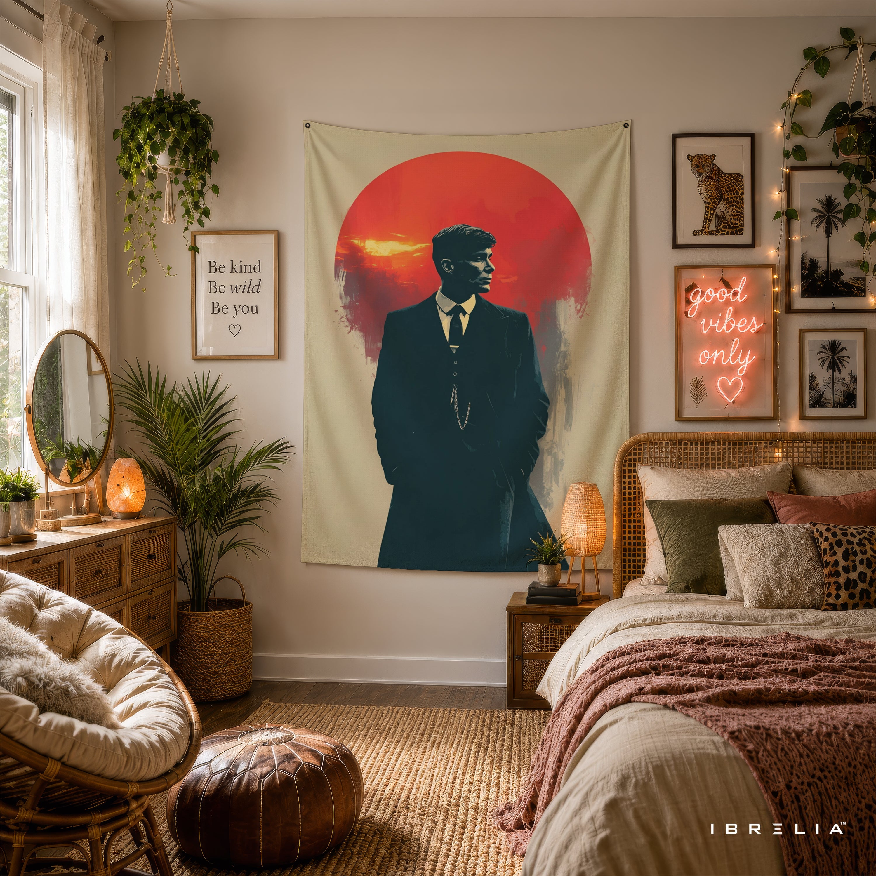 Thomas Shelby Red Sun Wall Tapestry | Premium Heavyweight Jute Fabric Wall Hanging