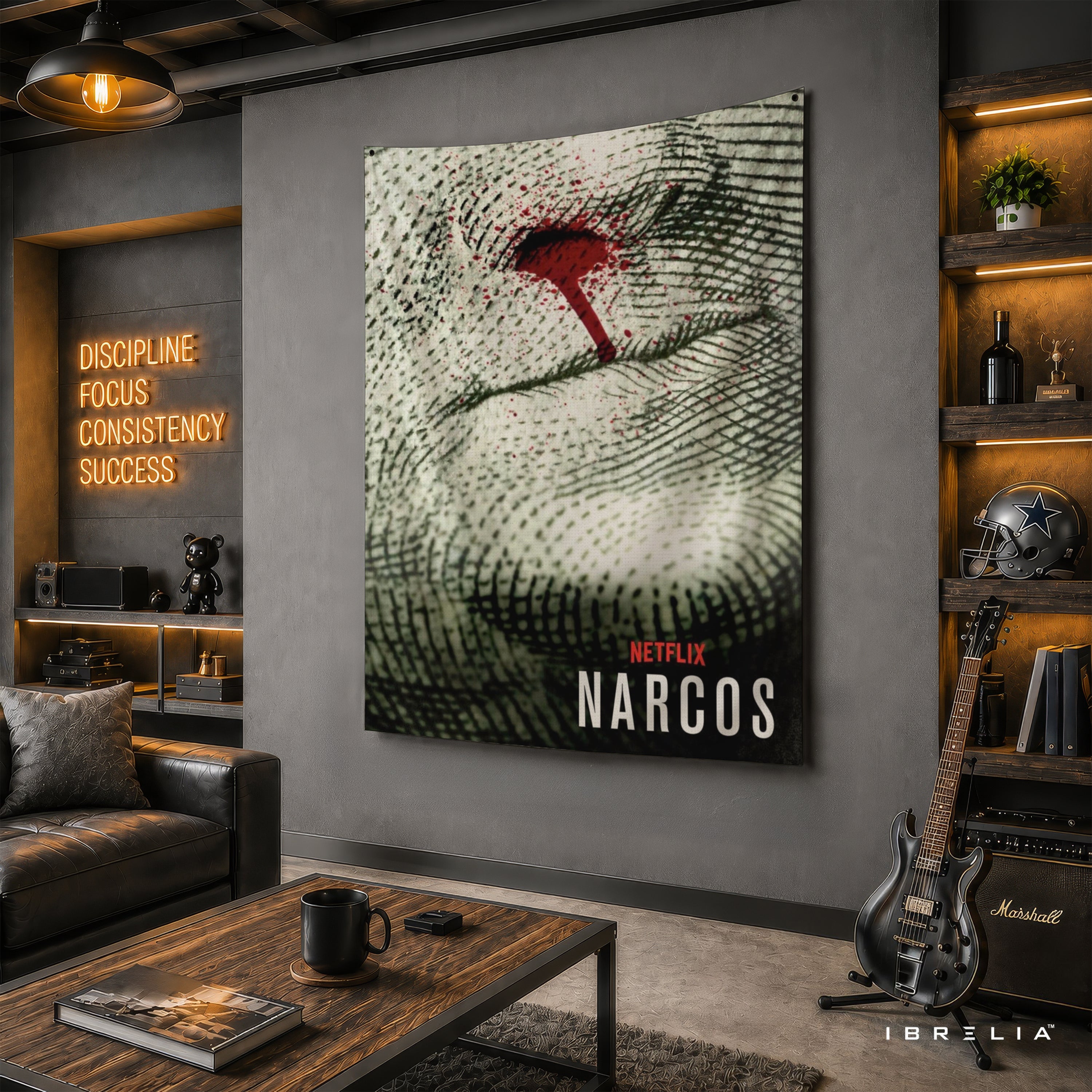 Narcos Bloody Dollar Wall Tapestry | Premium Heavyweight Jute Fabric Wall Hanging