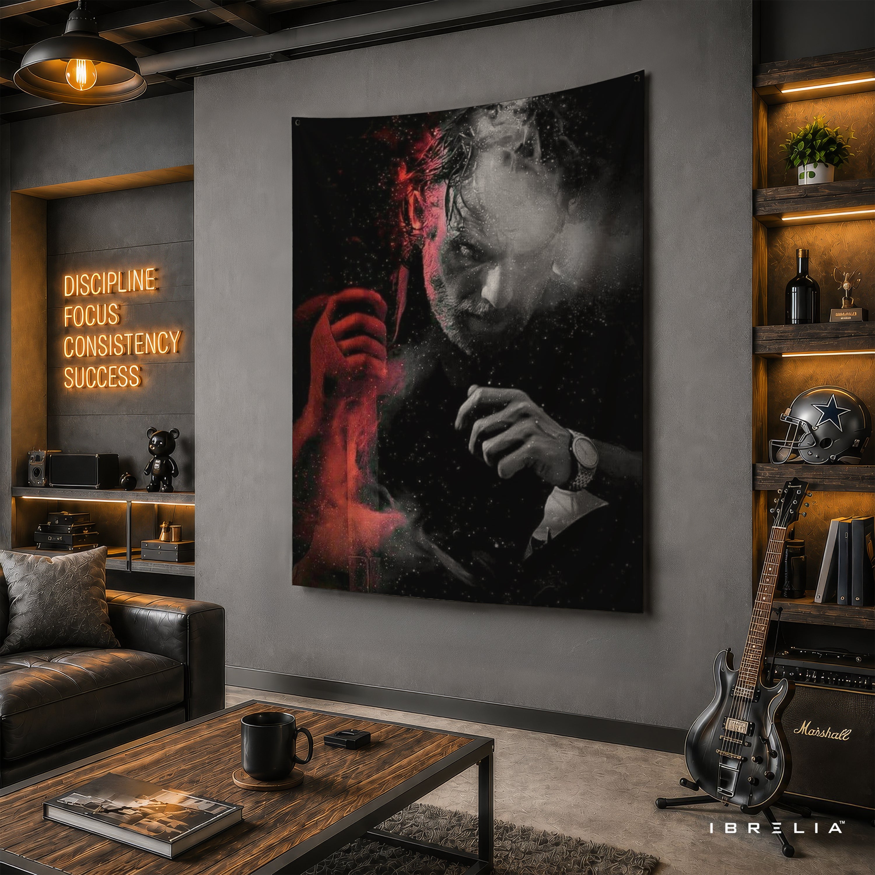 Rick Grimes Smoke Portrait The Walking Dead Wall Tapestry | Premium Heavyweight Jute Fabric Wall Hanging