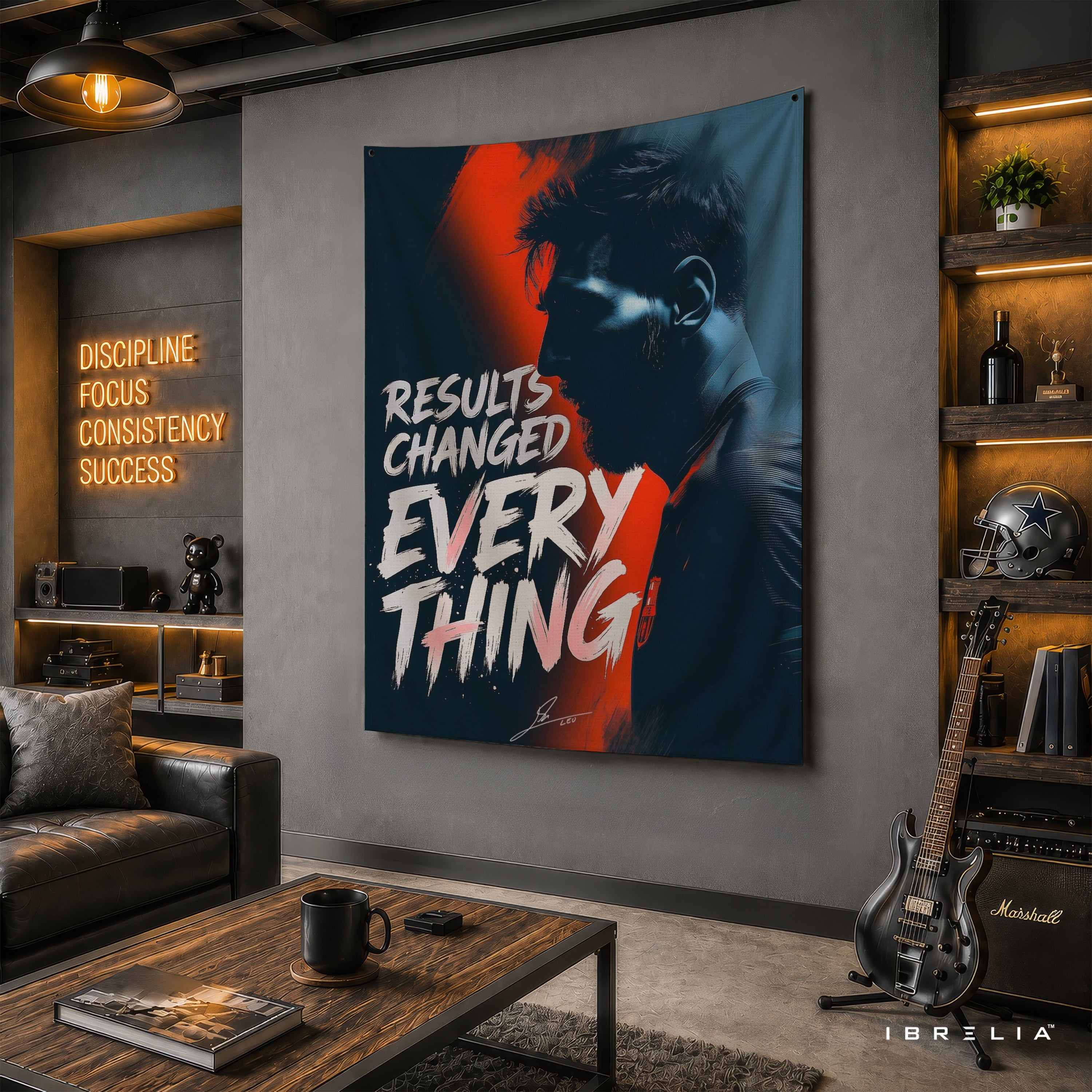 Lionel Messi Results Changed Everything Wall Tapestry | Premium Heavyweight Jute Fabric Wall Hanging