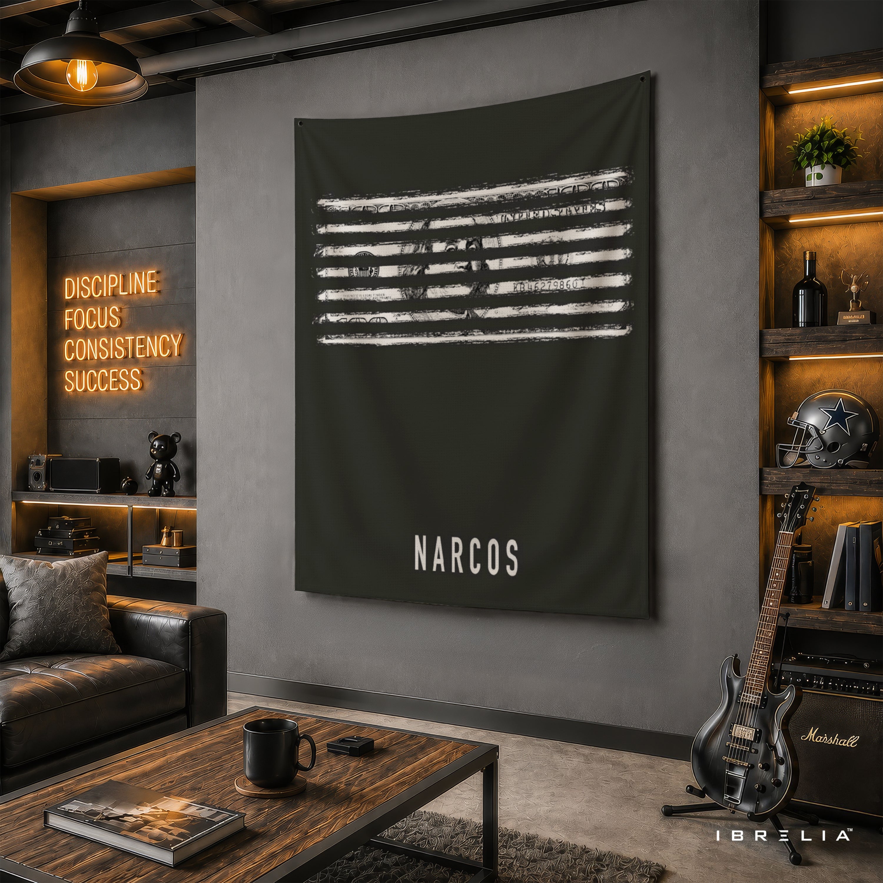 Narcos Dollar Bill Minimalist Wall Tapestry | Premium Heavyweight Jute Fabric Wall Hanging