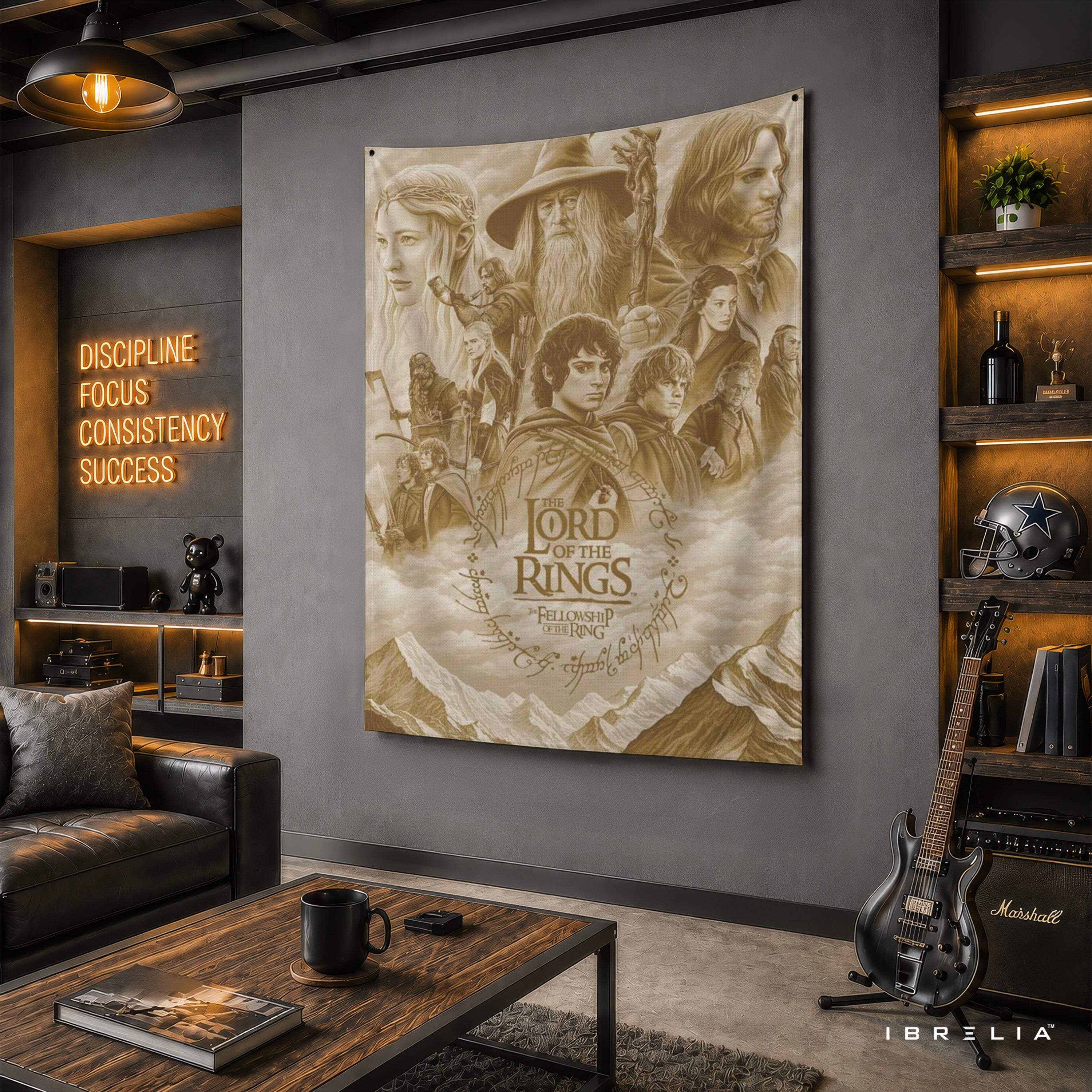 The Lord of the Rings Fellowship of the Ring Wall Tapestry – Vintage Fantasy Wall Hanging