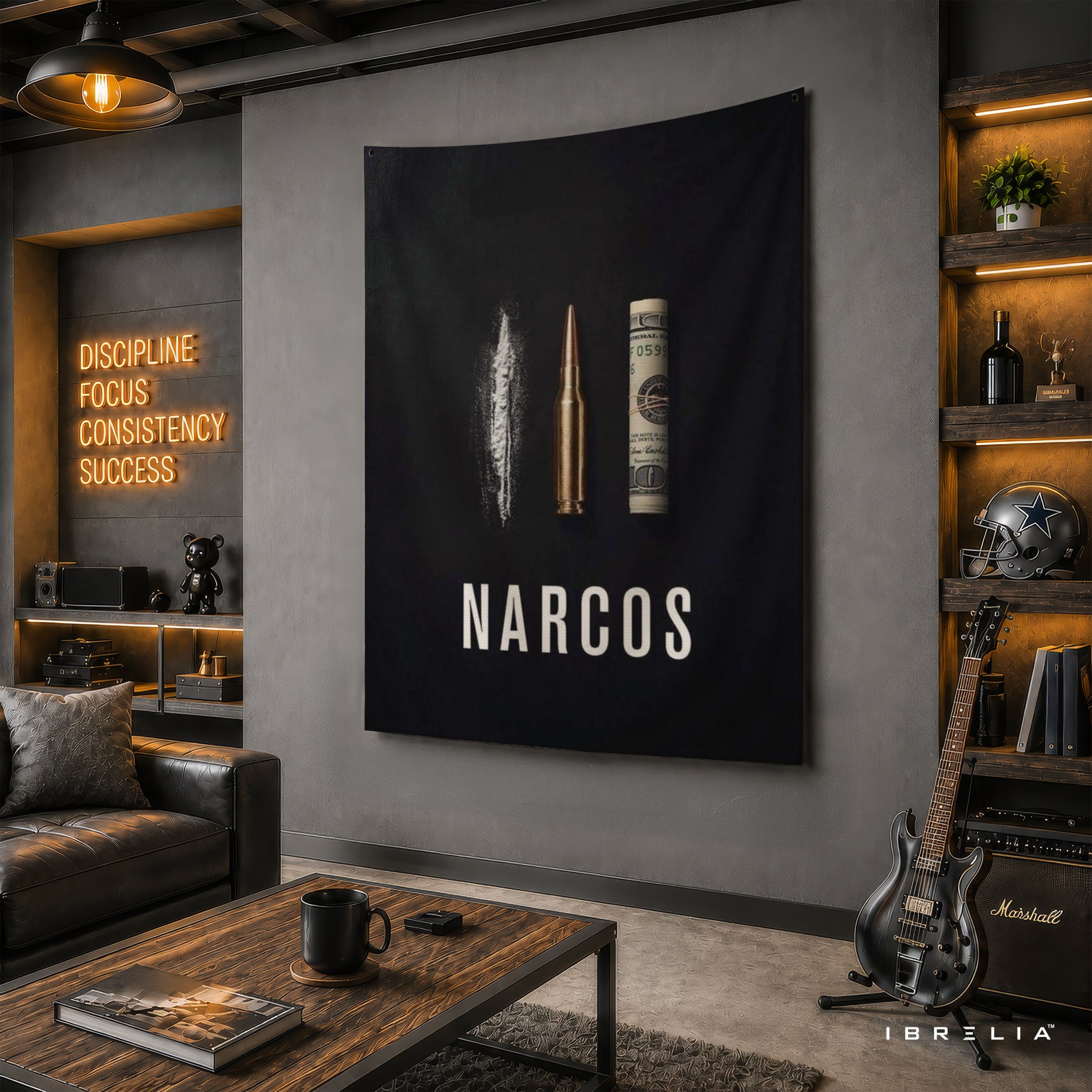 Narcos Minimalist Wall Tapestry | Premium Heavyweight Jute Fabric Wall Hanging