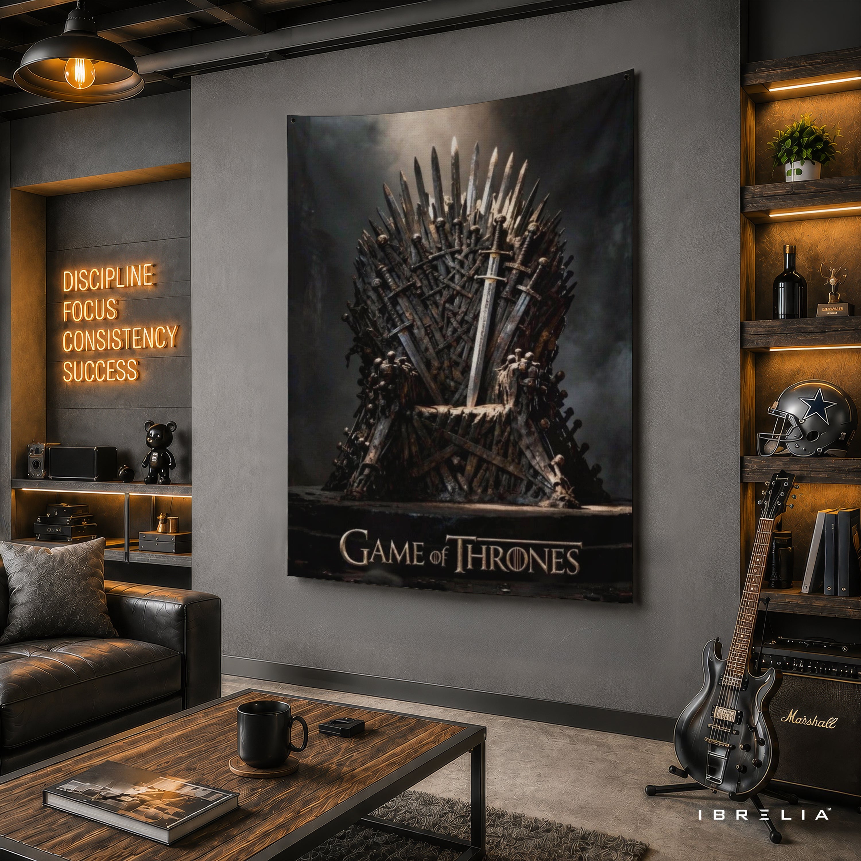 Iron Throne Game of Thrones Wall Tapestry | Premium Heavyweight Jute Fabric Wall Hanging
