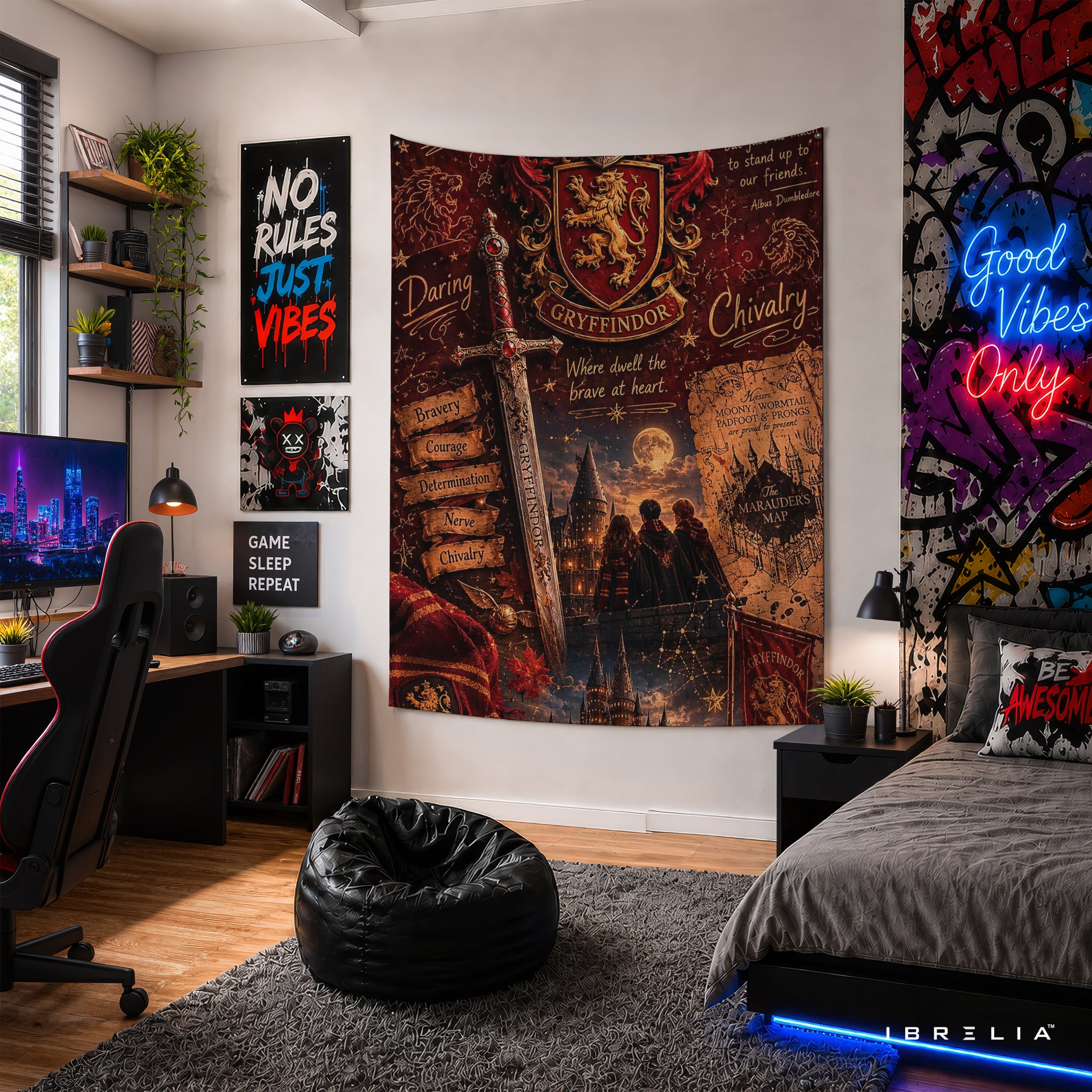 Harry Potter Gryffindor House Wall Tapestry – Premium Fantasy Wall Hanging & Home Decor in Pakistan