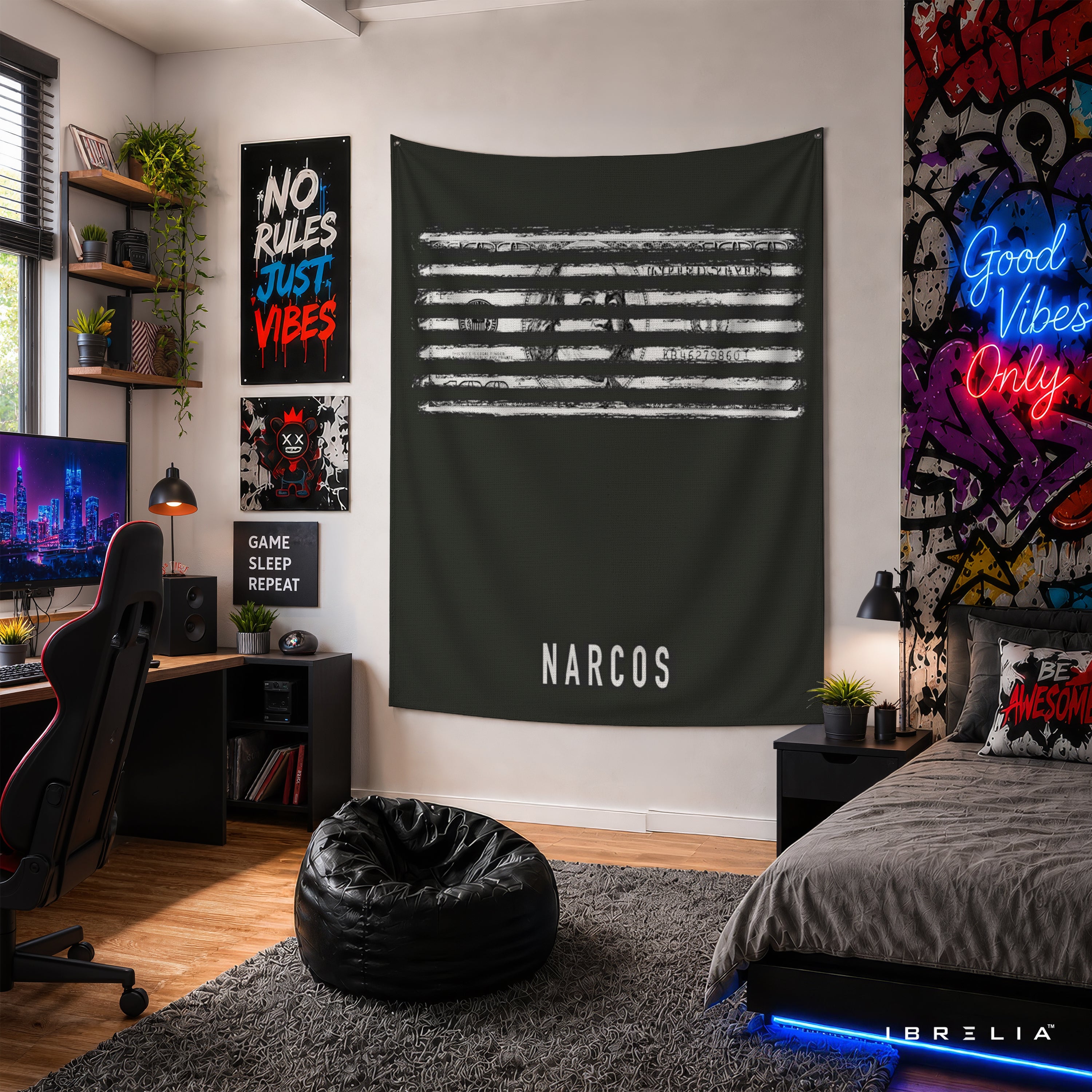 Narcos Dollar Bill Minimalist Wall Tapestry | Premium Heavyweight Jute Fabric Wall Hanging