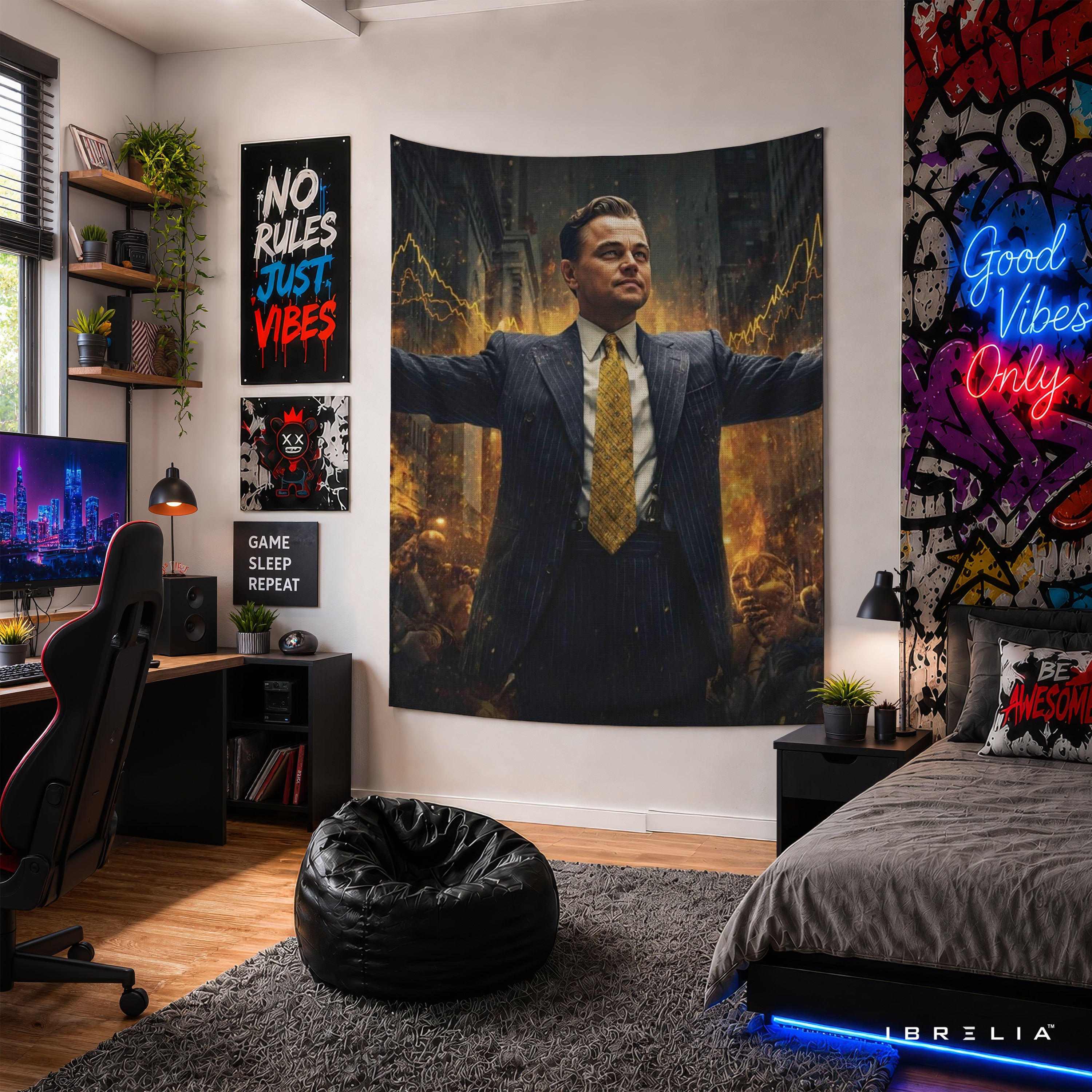 The Wolf of Wall Street Success Wall Tapestry – Premium Motivational Wall Hanging for Home, Office & Trading Room