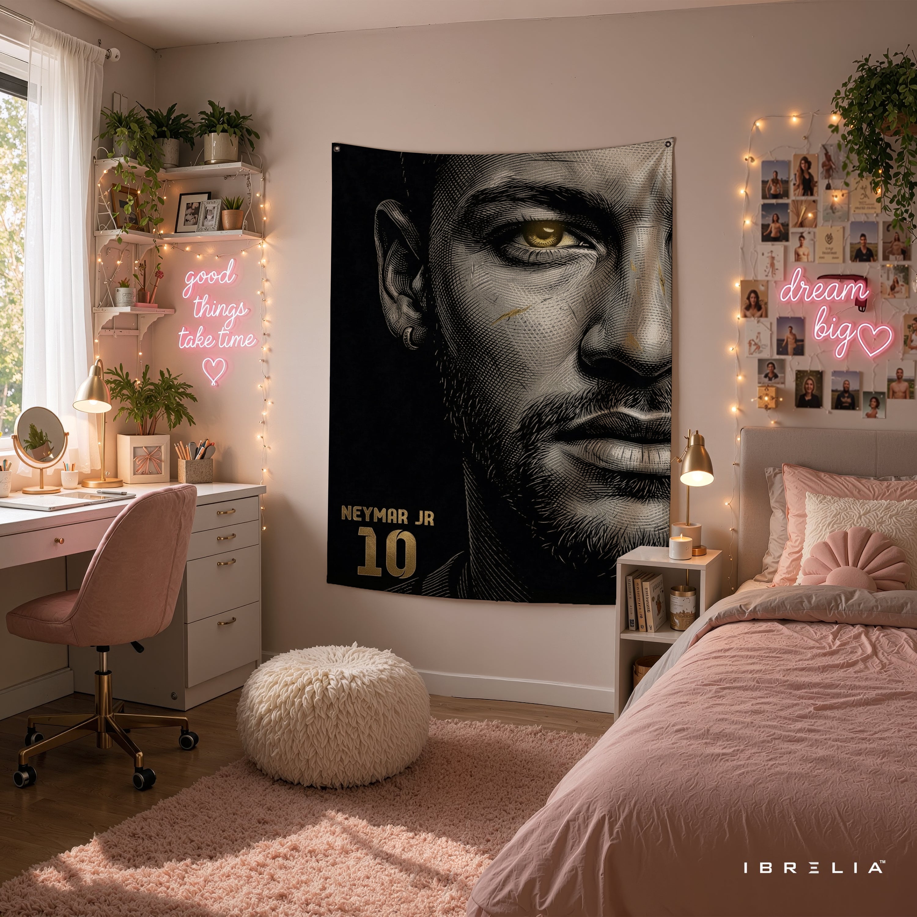 Neymar Jr Minimalist Portrait Wall Tapestry | Premium Heavyweight Jute Fabric Wall Hanging