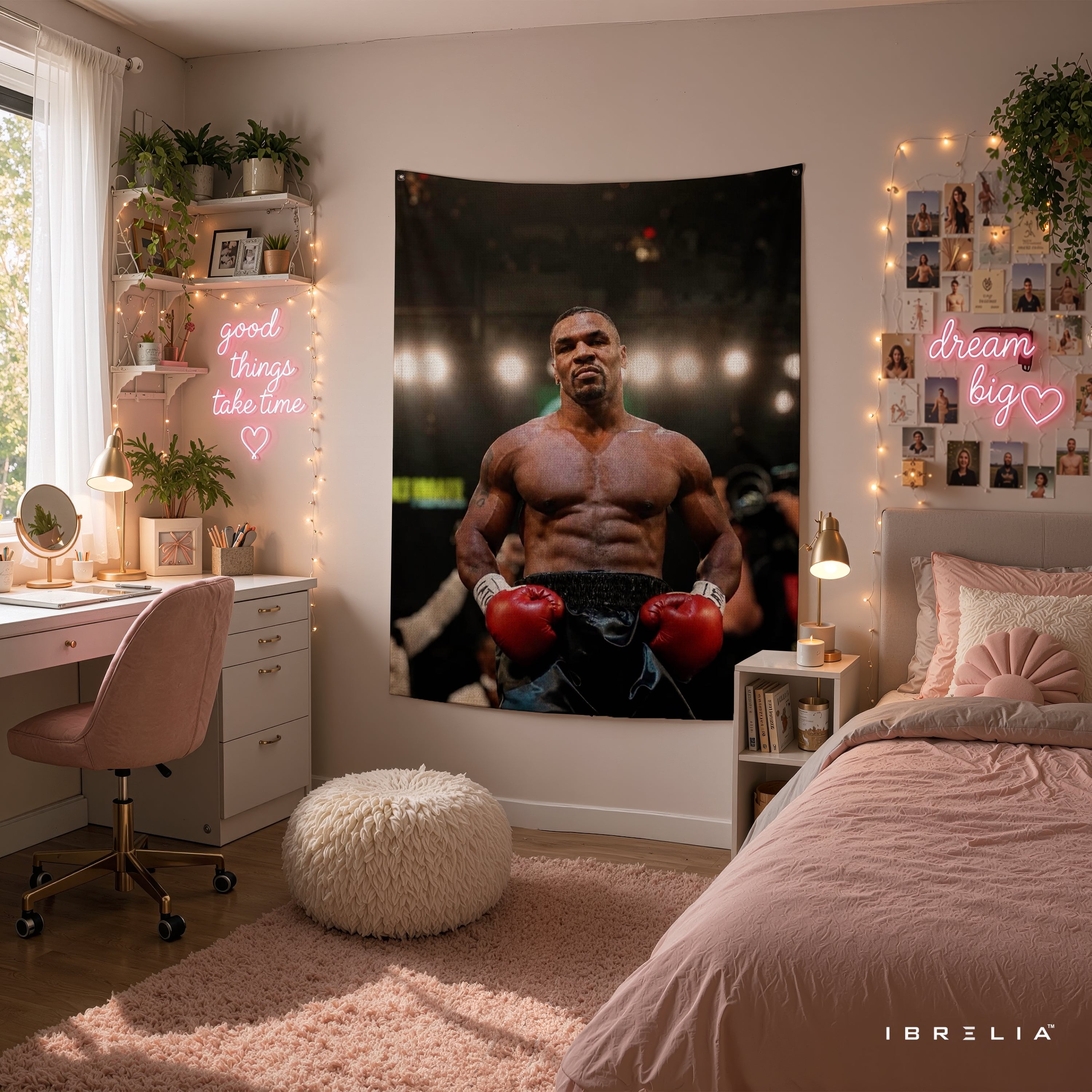 Mike Tyson Championship Portrait Wall Tapestry | Premium Heavyweight Jute Fabric Wall Hanging