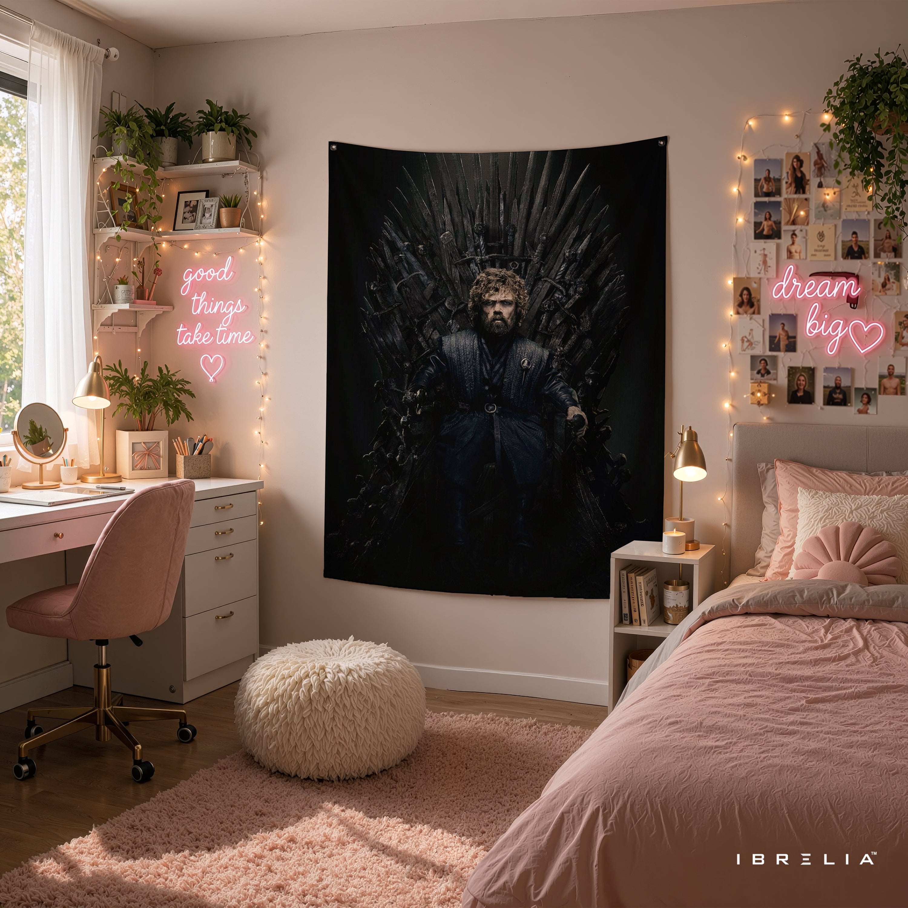 Tyrion Lannister Iron Throne Game of Thrones Wall Tapestry | Premium Heavyweight Jute Fabric Wall Hanging