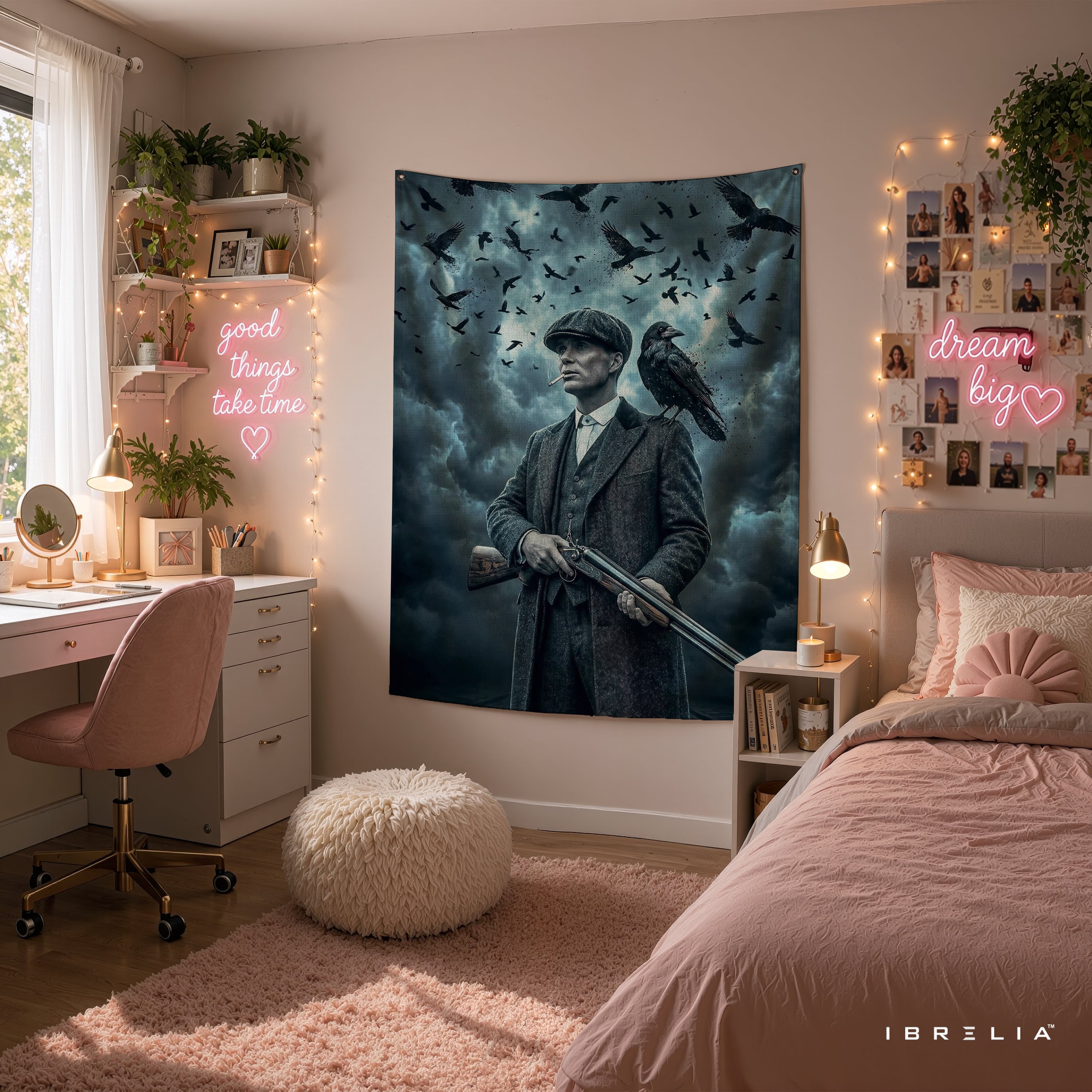 Thomas Shelby Raven Storm Wall Tapestry | Premium Heavyweight Jute Fabric Wall Hanging