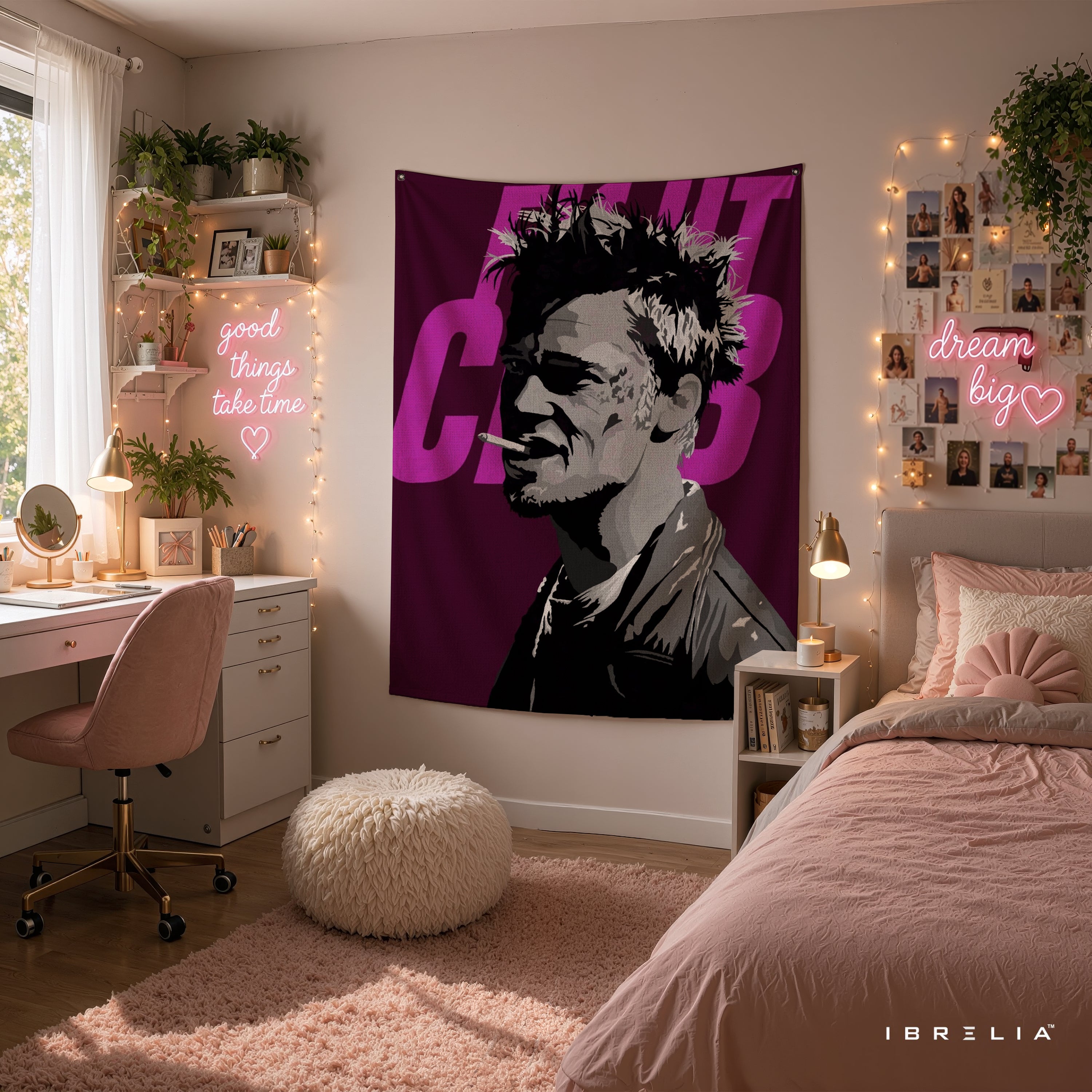 Fight Club Tyler Durden Purple Pop Art Wall Tapestry – Cult Classic Movie Wall Hanging
