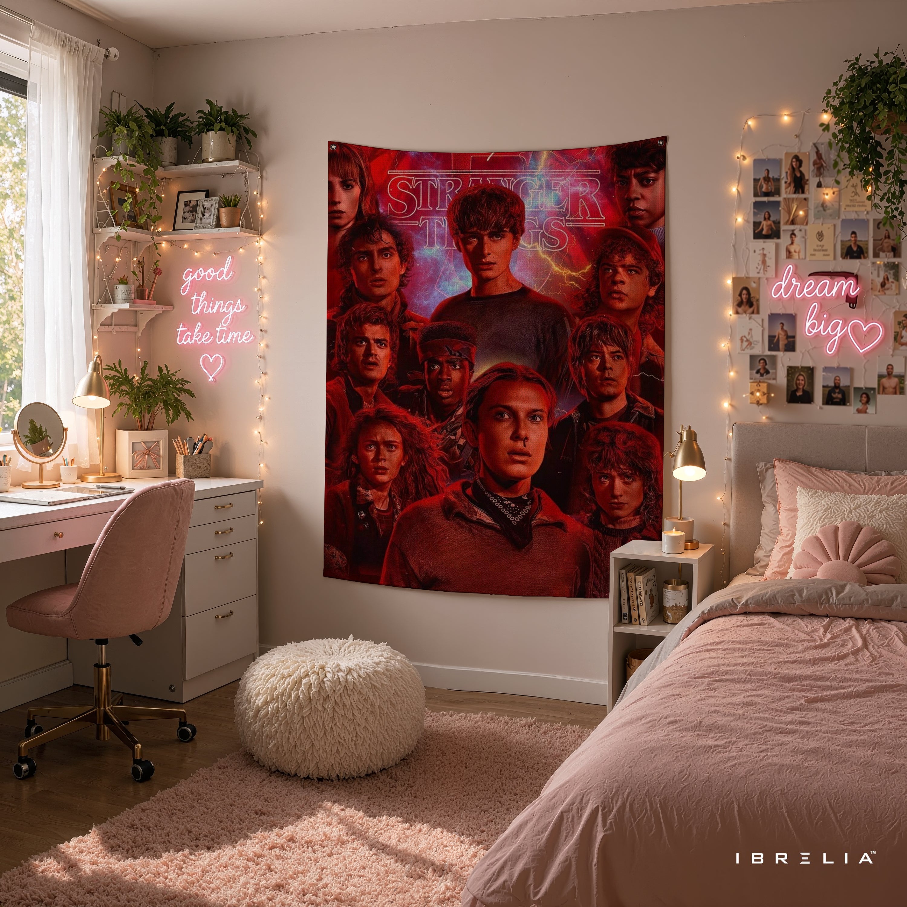 Stranger Things Character Collage Wall Tapestry – Retro Netflix Series Wall Hanging