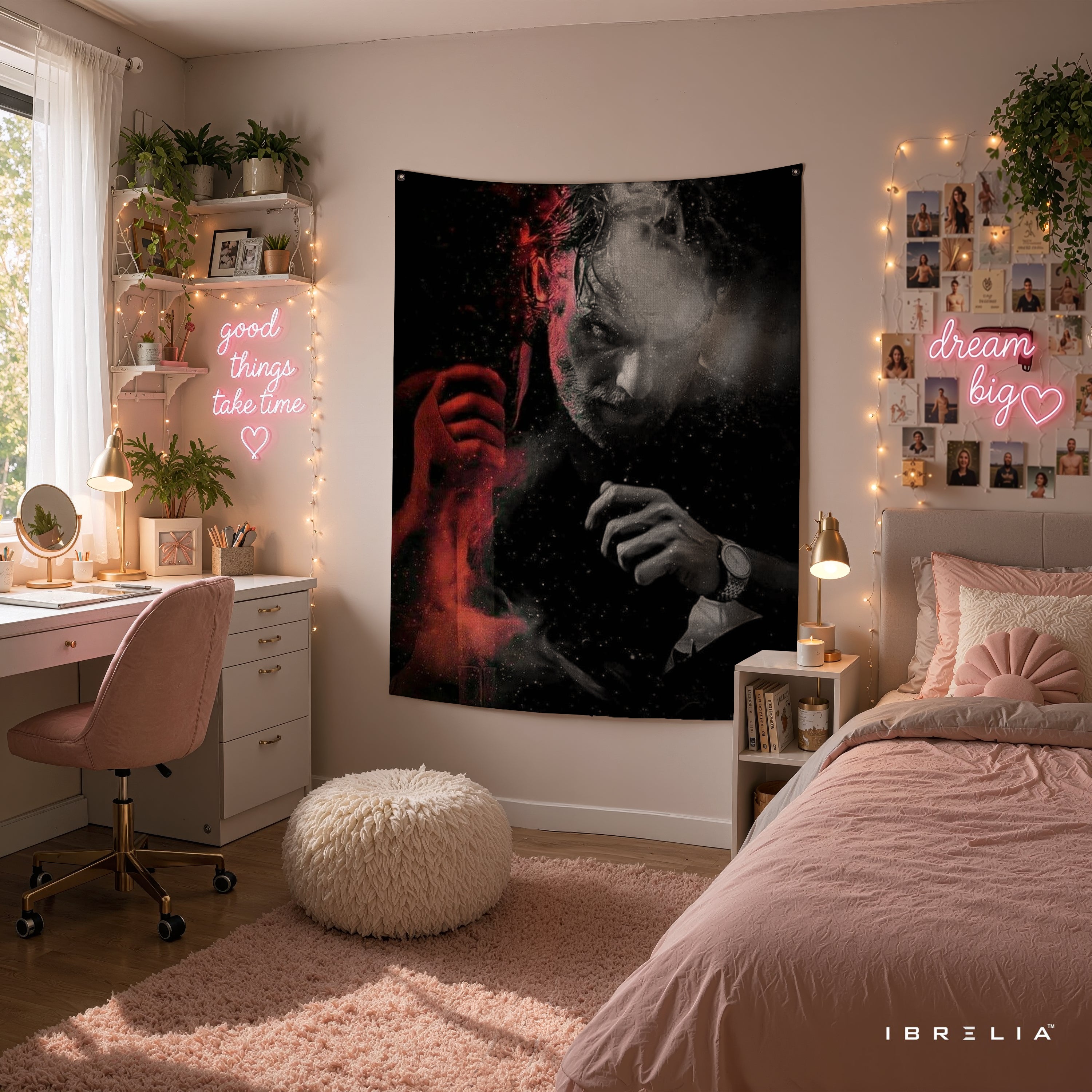 Rick Grimes Smoke Portrait The Walking Dead Wall Tapestry | Premium Heavyweight Jute Fabric Wall Hanging
