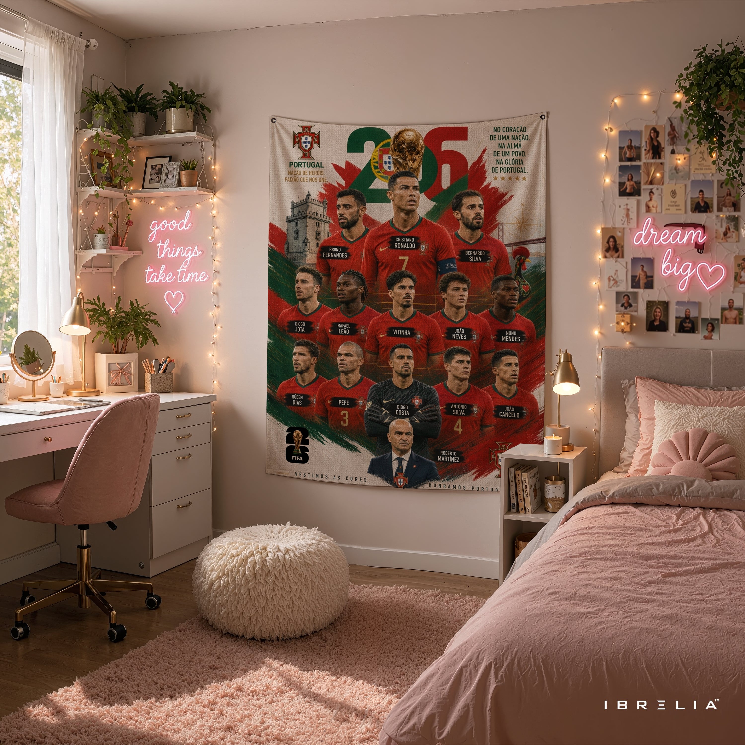 Portugal National Football Team Legends Wall Tapestry | Premium Heavyweight Jute Fabric Wall Hanging