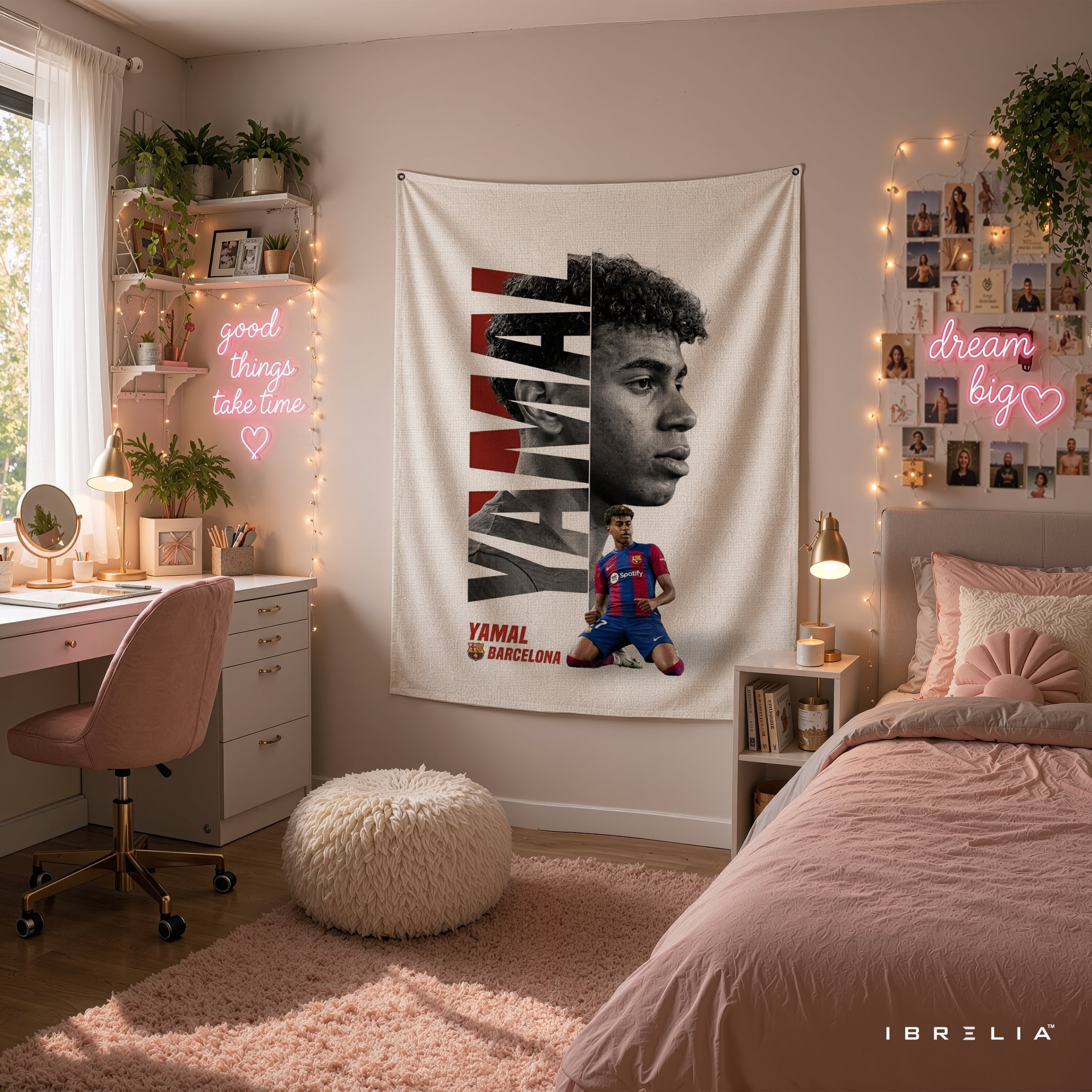 Lamine Yamal Barcelona Wall Tapestry | Premium Heavyweight Jute Fabric Wall Hanging