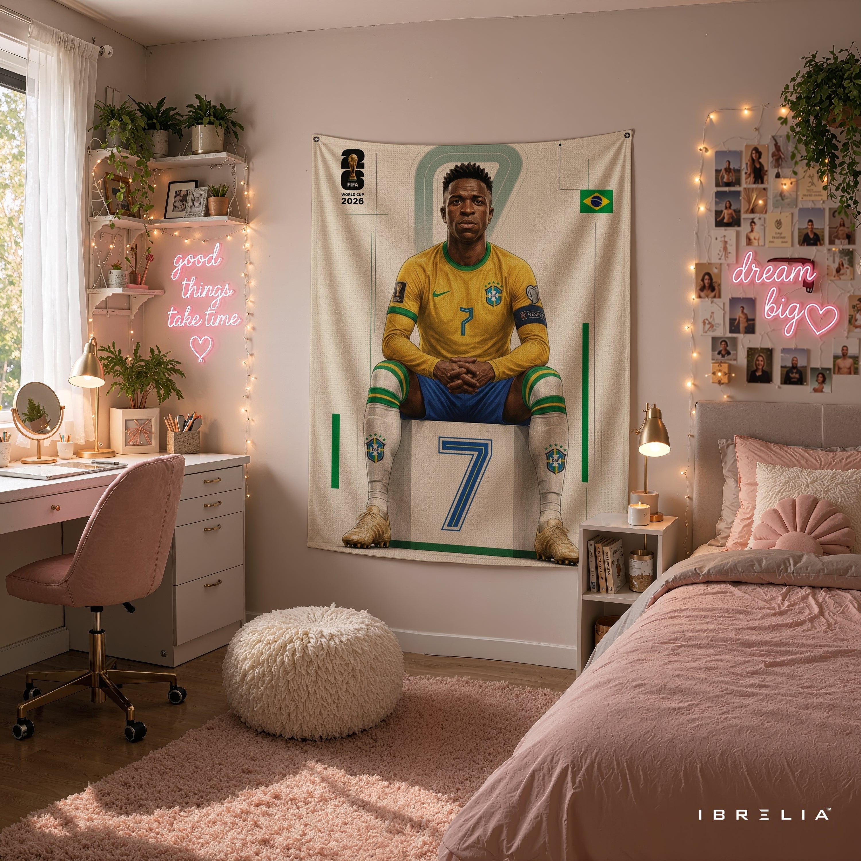 Vinícius Júnior Brazil 2026 Wall Tapestry | Premium Heavyweight Jute Fabric Wall Hanging