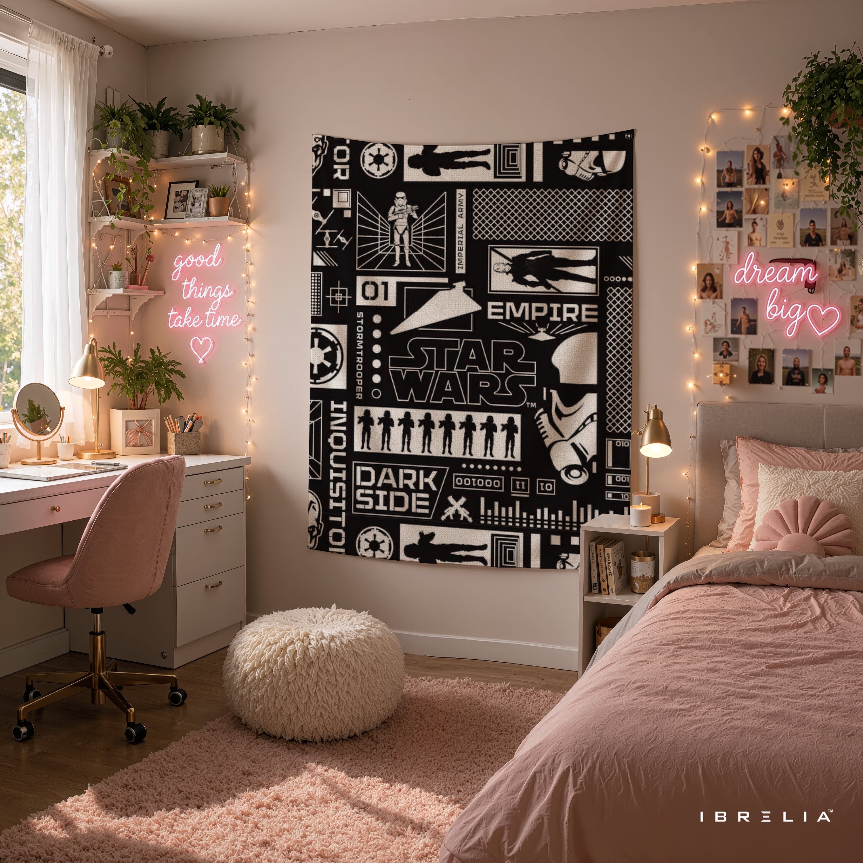 Star Wars Dark Side Typography Wall Tapestry – Empire Graphic Sci-Fi Wall Hanging
