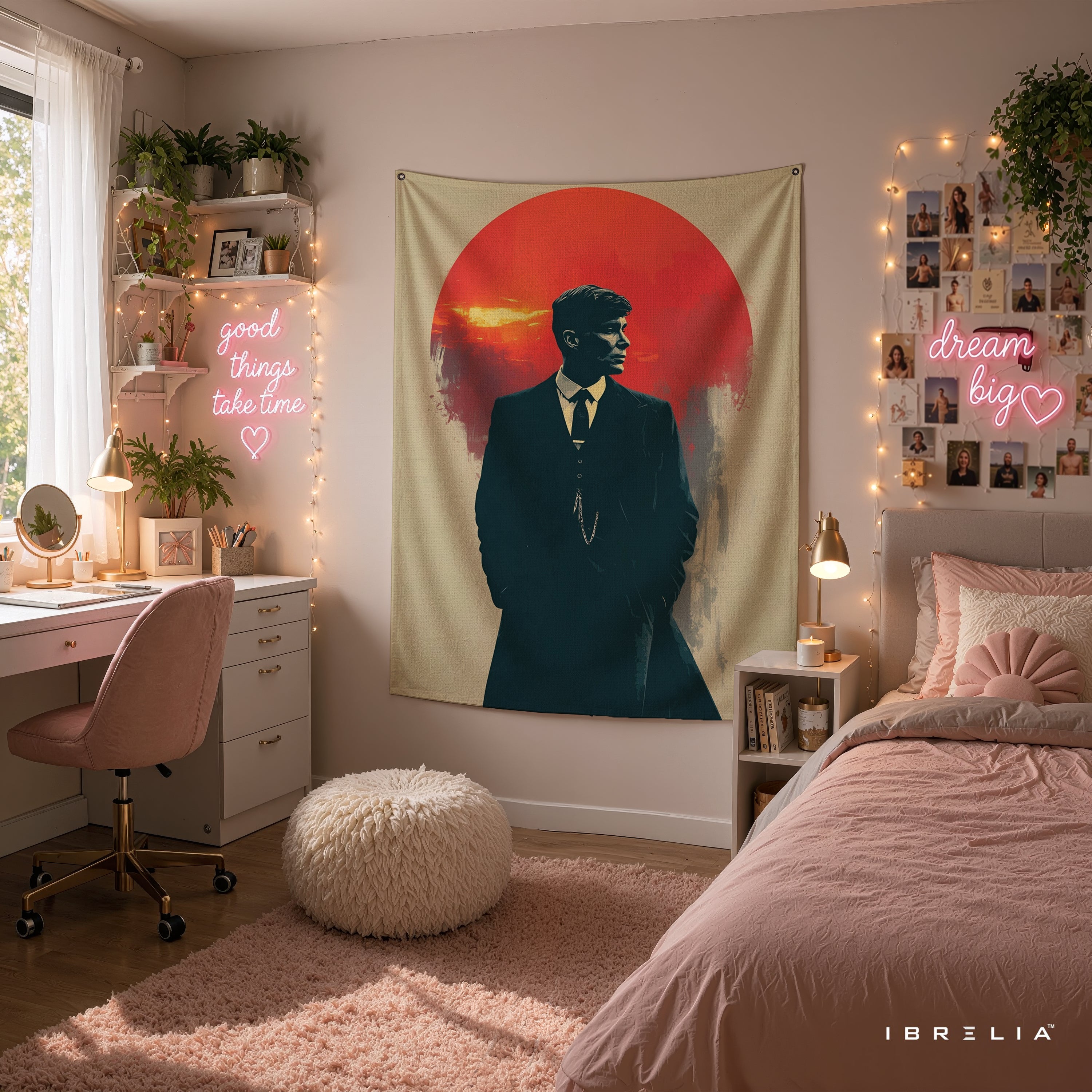 Thomas Shelby Red Sun Wall Tapestry | Premium Heavyweight Jute Fabric Wall Hanging