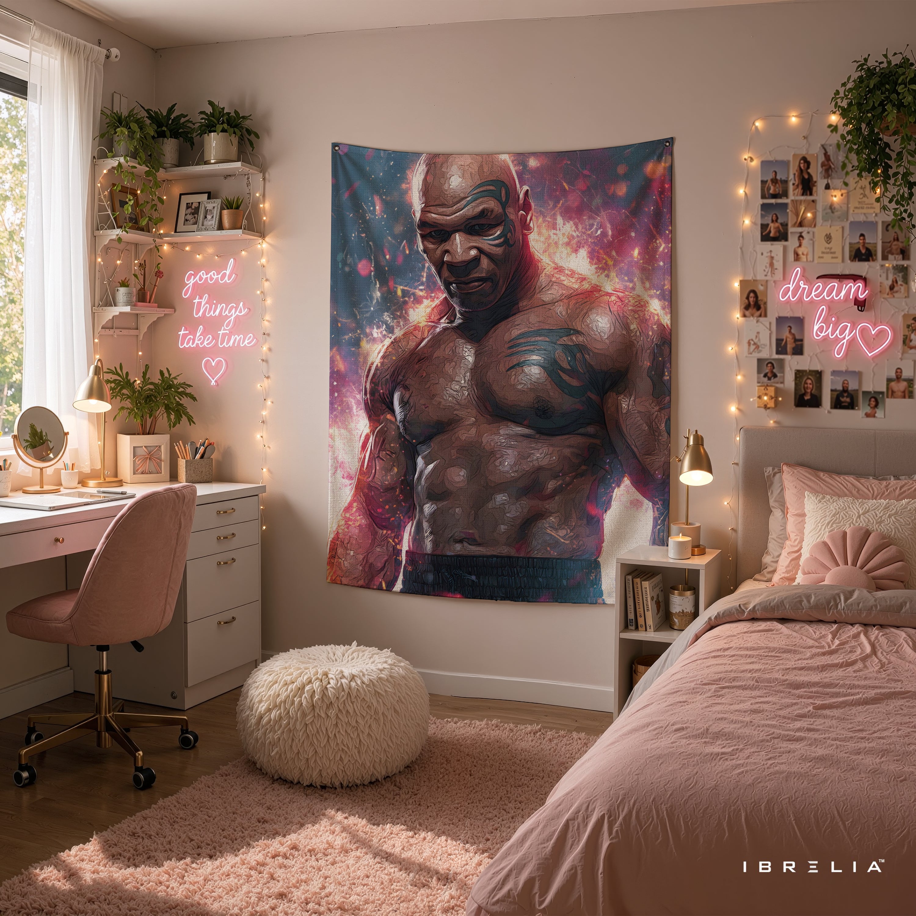 Mike Tyson Digital Art Wall Tapestry | Premium Heavyweight Jute Fabric Wall Hanging