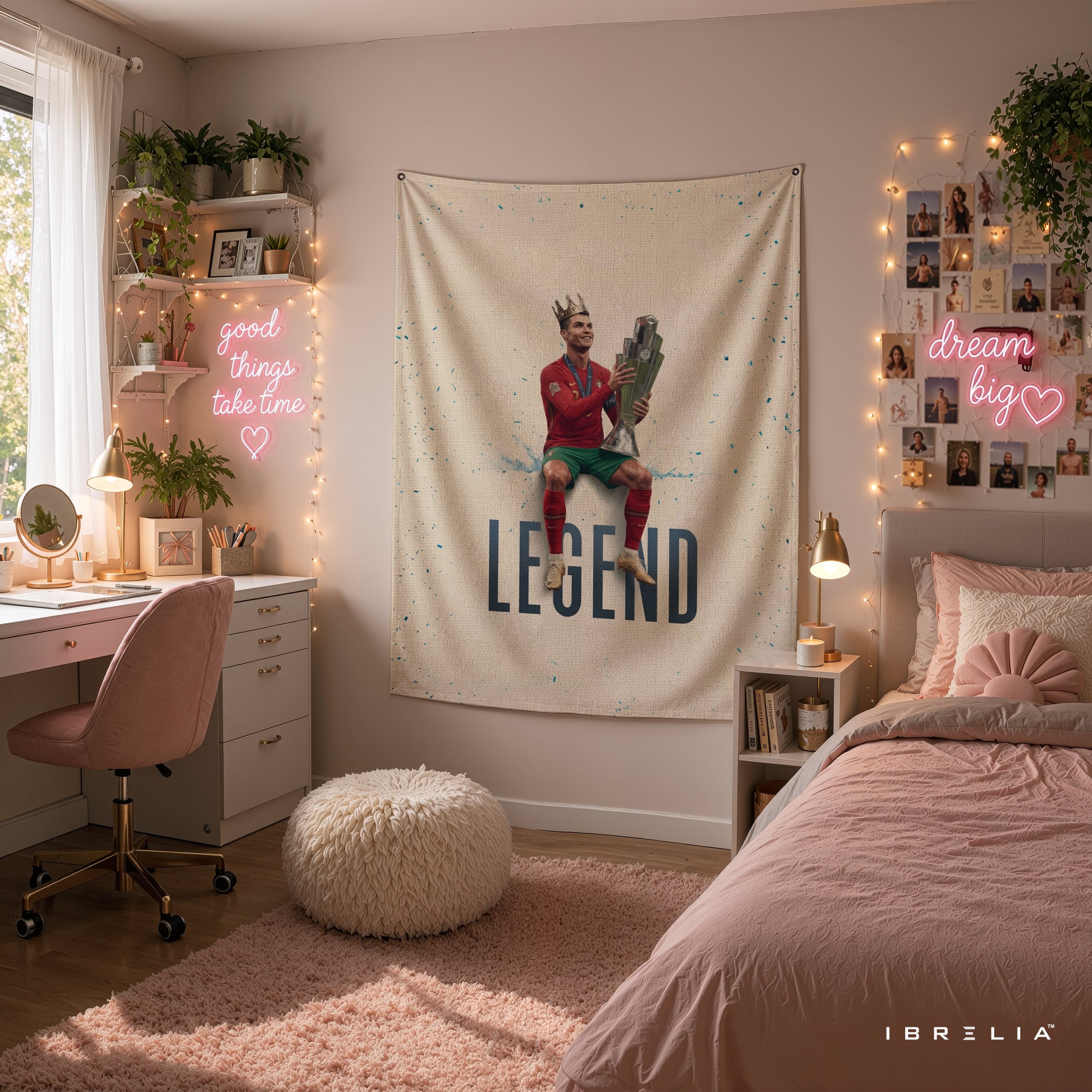 Cristiano Ronaldo Legend Trophy Wall Tapestry | Premium Heavyweight Jute Fabric Wall Hanging